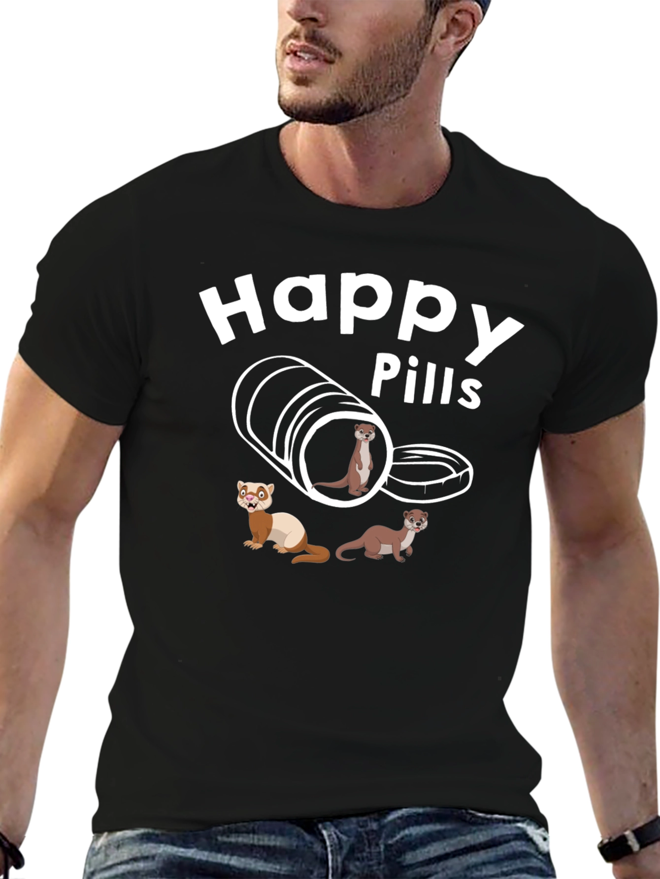 Happy Pills Ferret T-Shirt Black