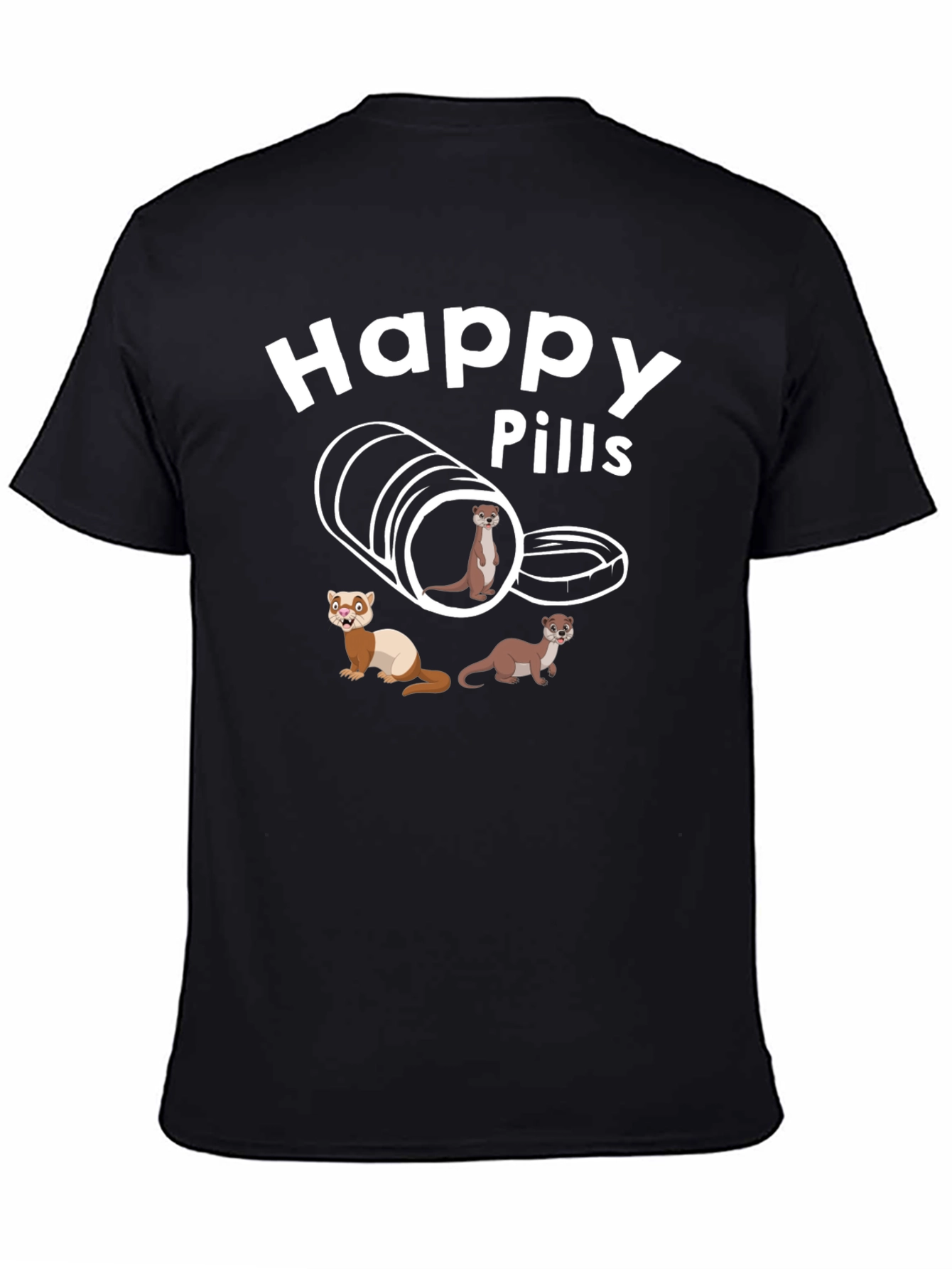 Happy Pills Ferret T-Shirt Black