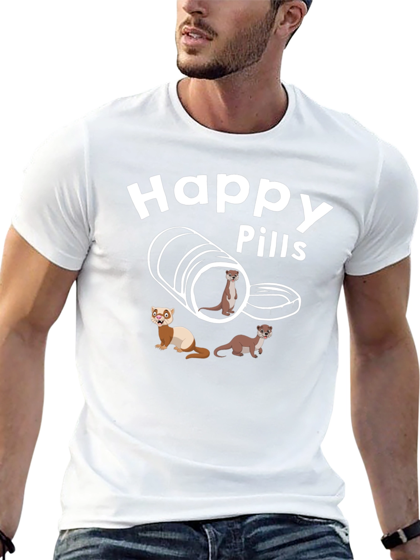 Happy Pills Ferret T-Shirt Black