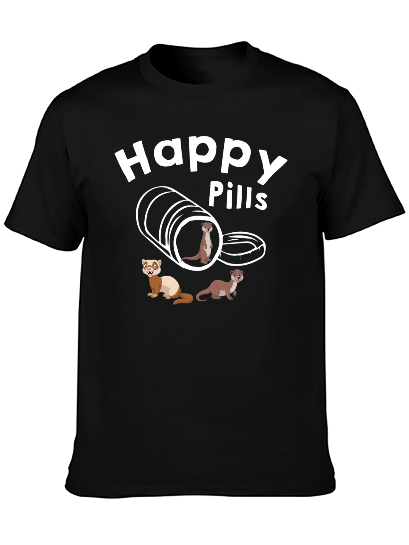 Happy Pills Ferret T-Shirt Black