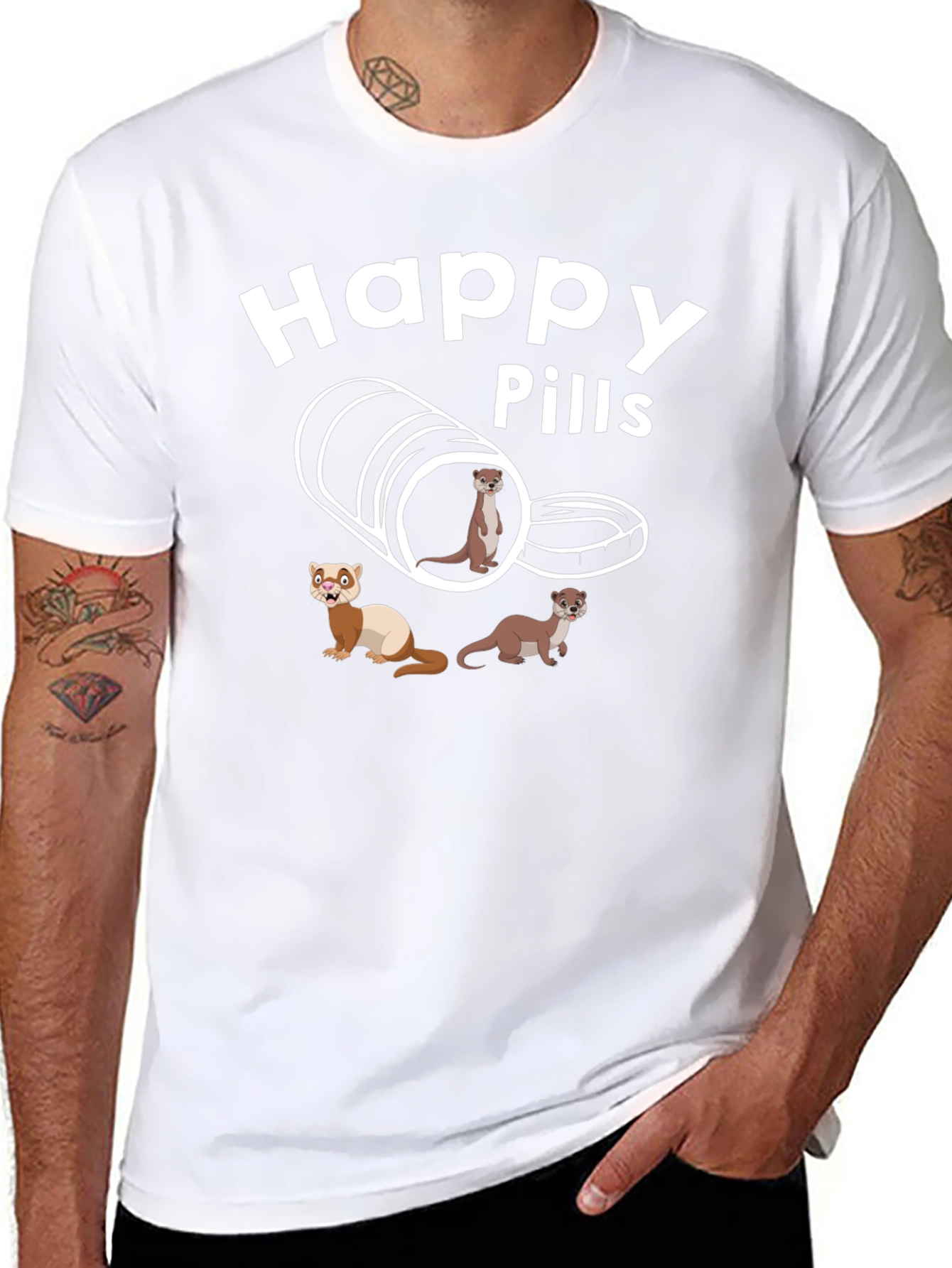 Happy Pills Ferret T-Shirt Black