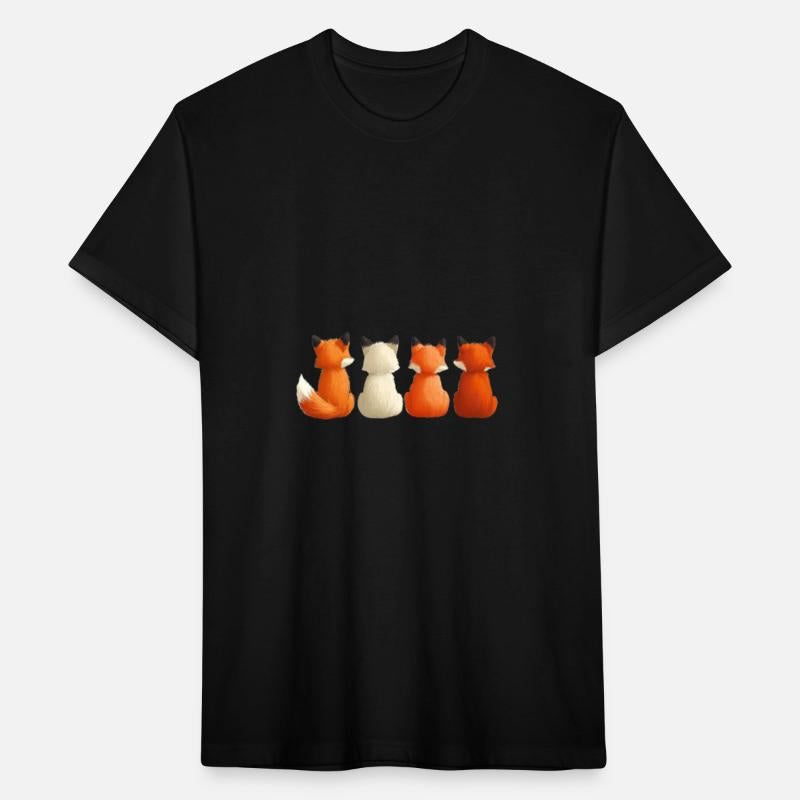 Back view of cartoon foxes sitting.