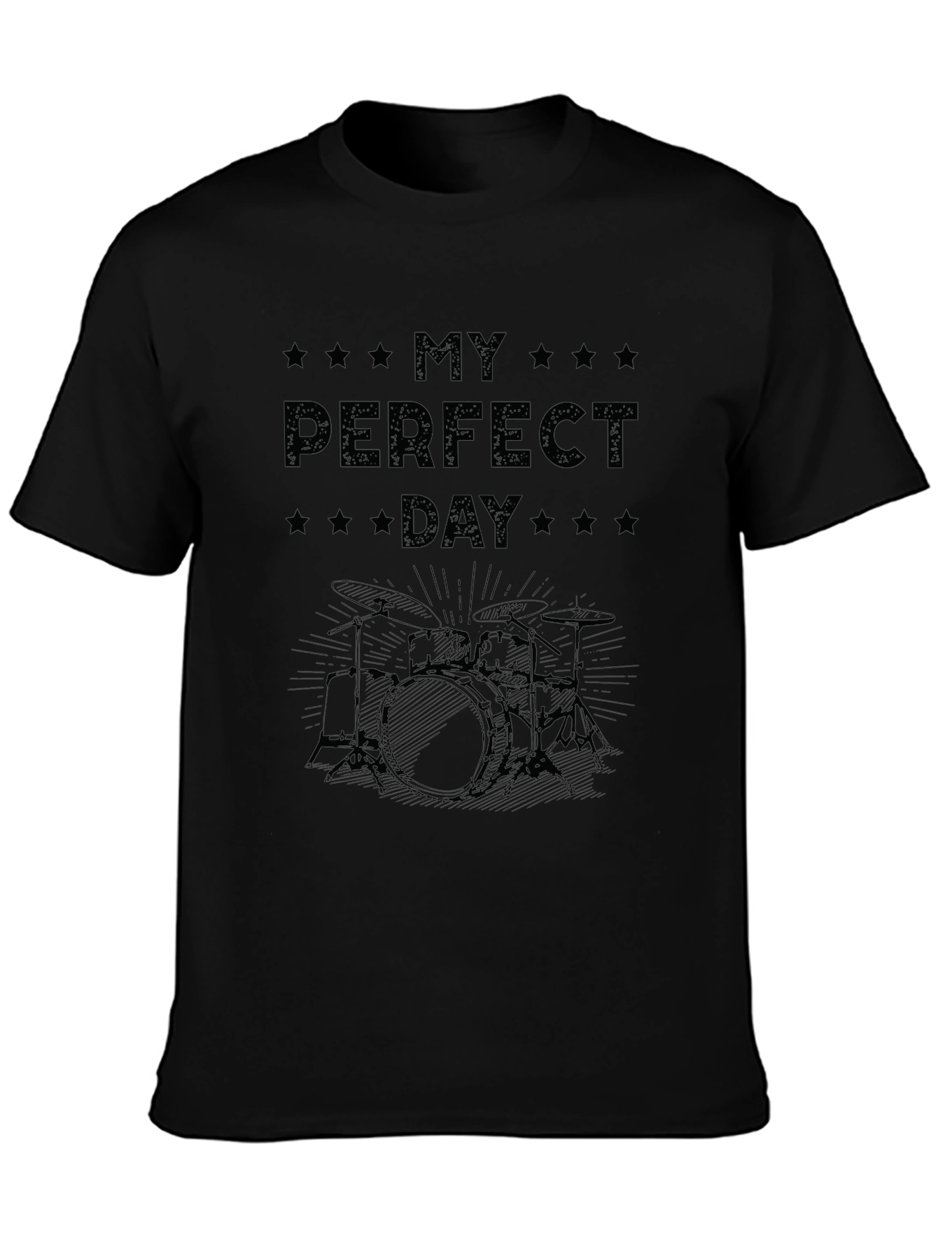 My Perfect Day Drums Graphic Tee - Black