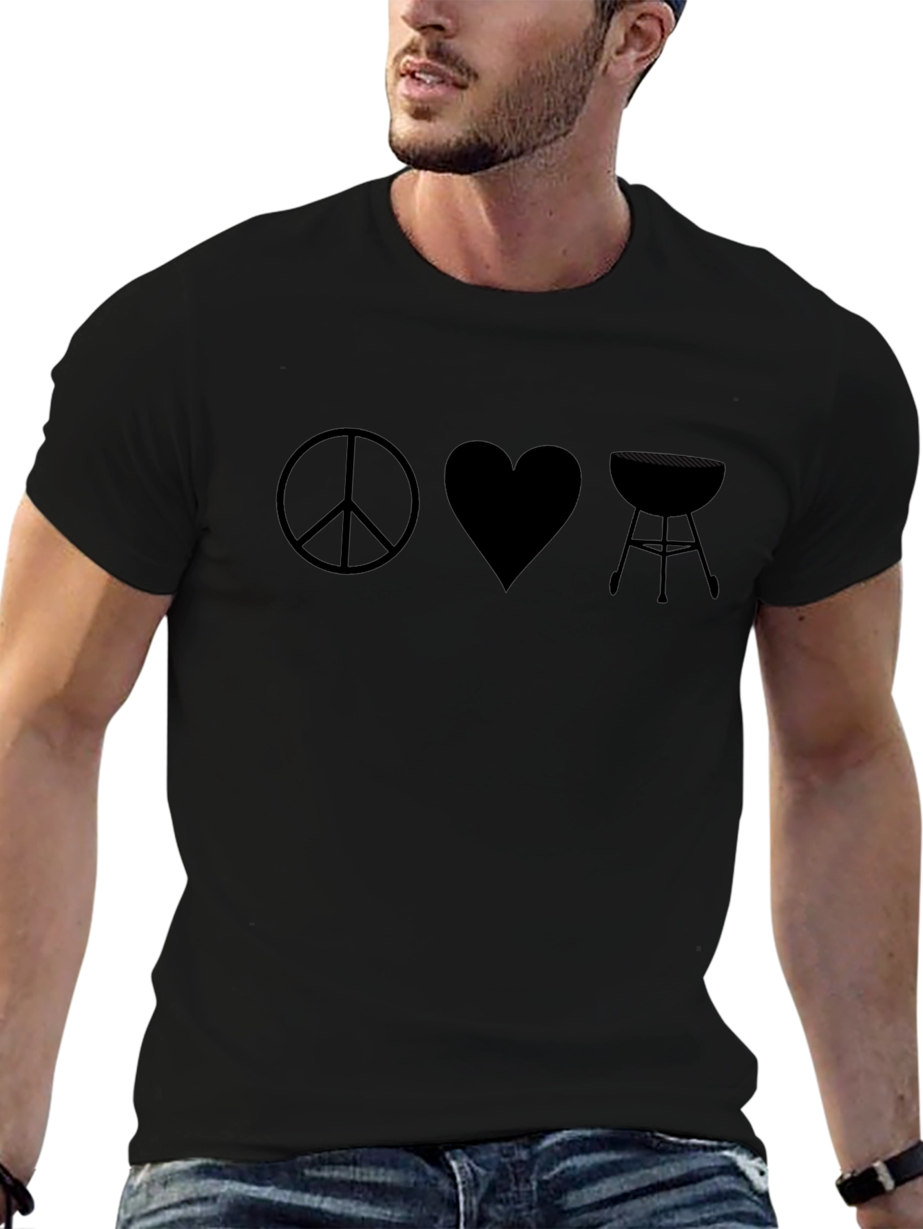Peace Love BBQ Black T-Shirt