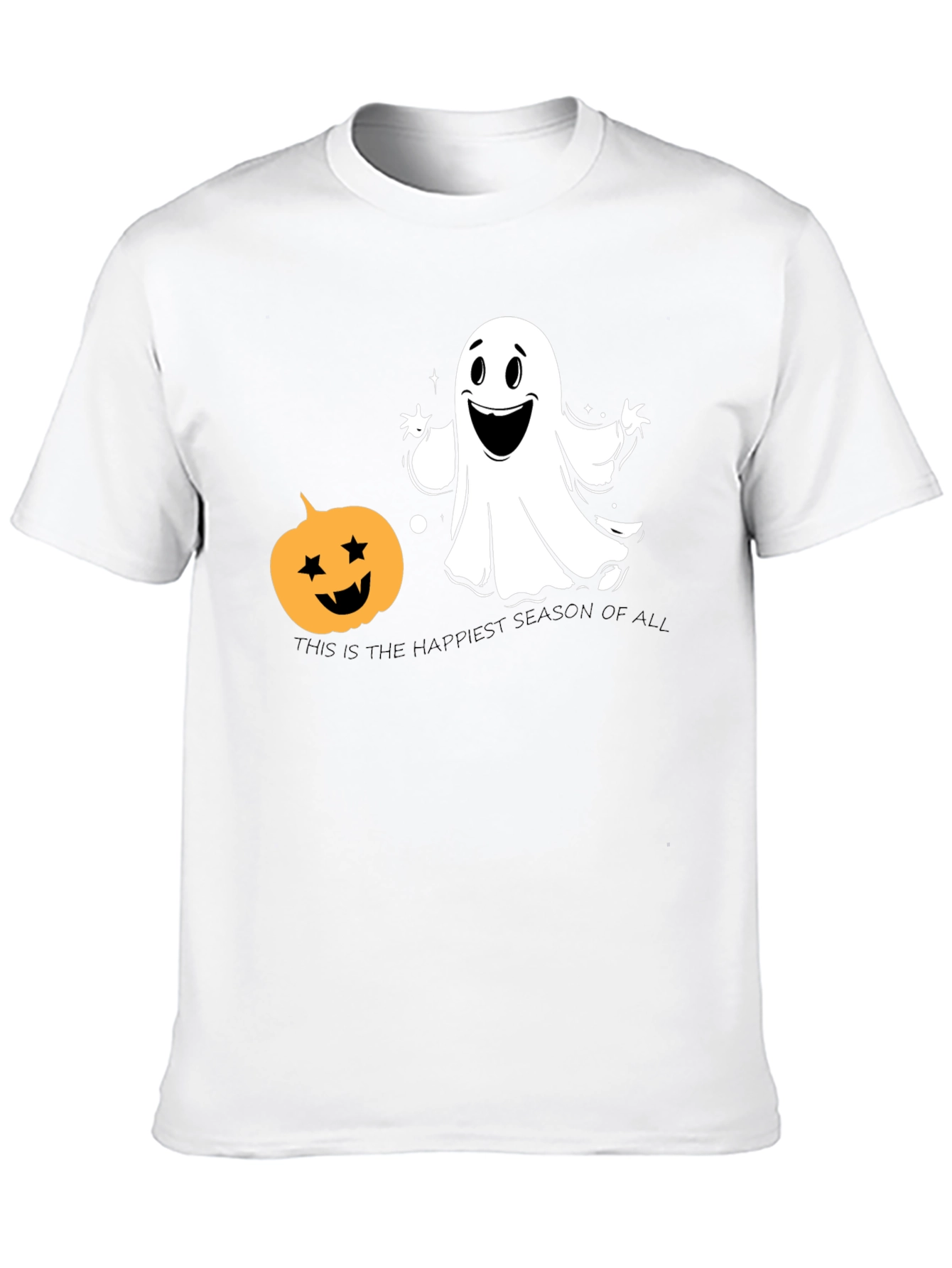 Halloween Ghost & Pumpkin Black T-Shirt