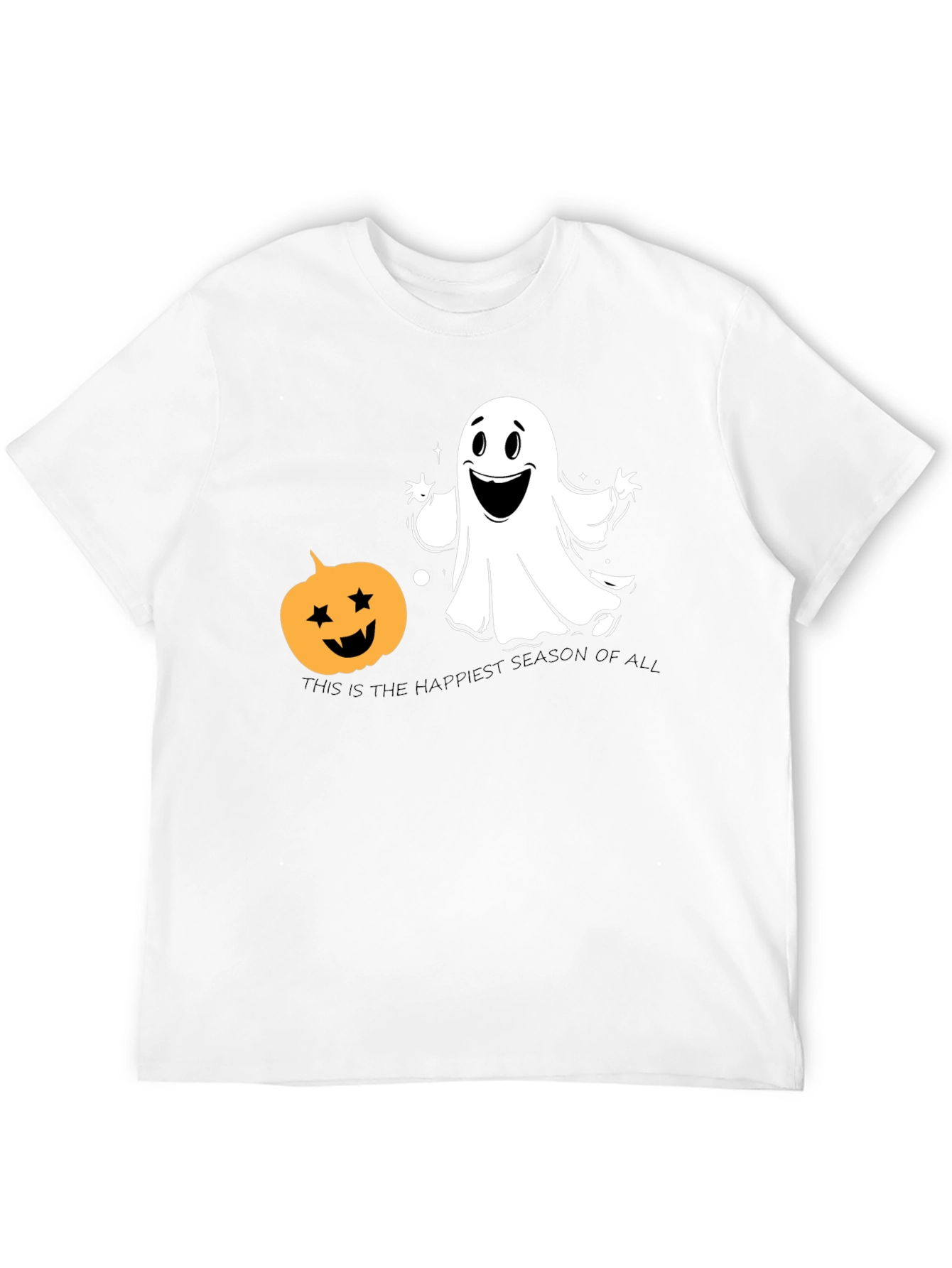 Halloween Ghost & Pumpkin Black T-Shirt