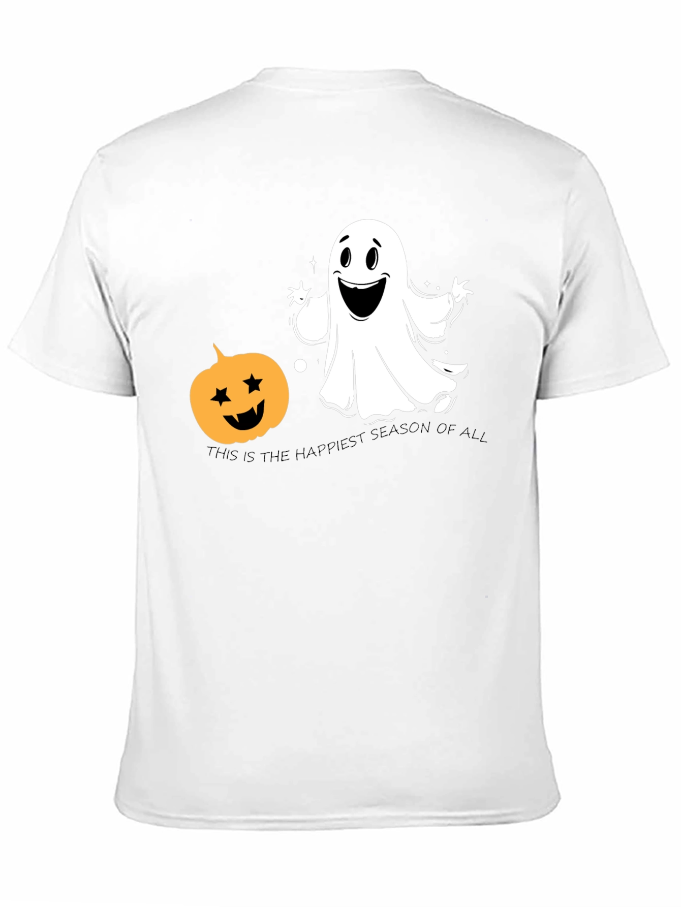 Halloween Ghost & Pumpkin Black T-Shirt