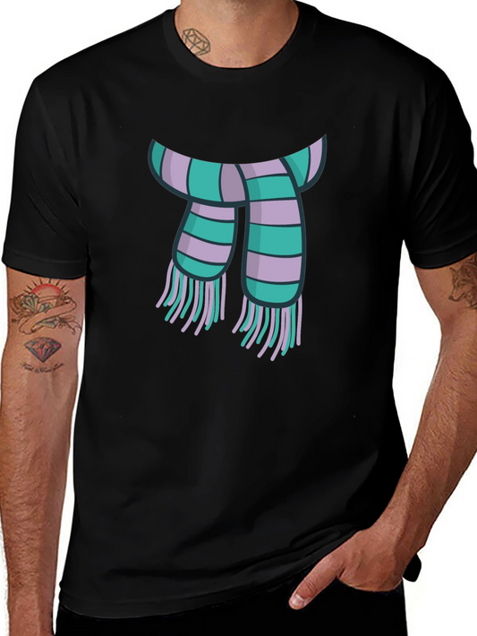 Striped Scarf Graphic Tee - Casual Style