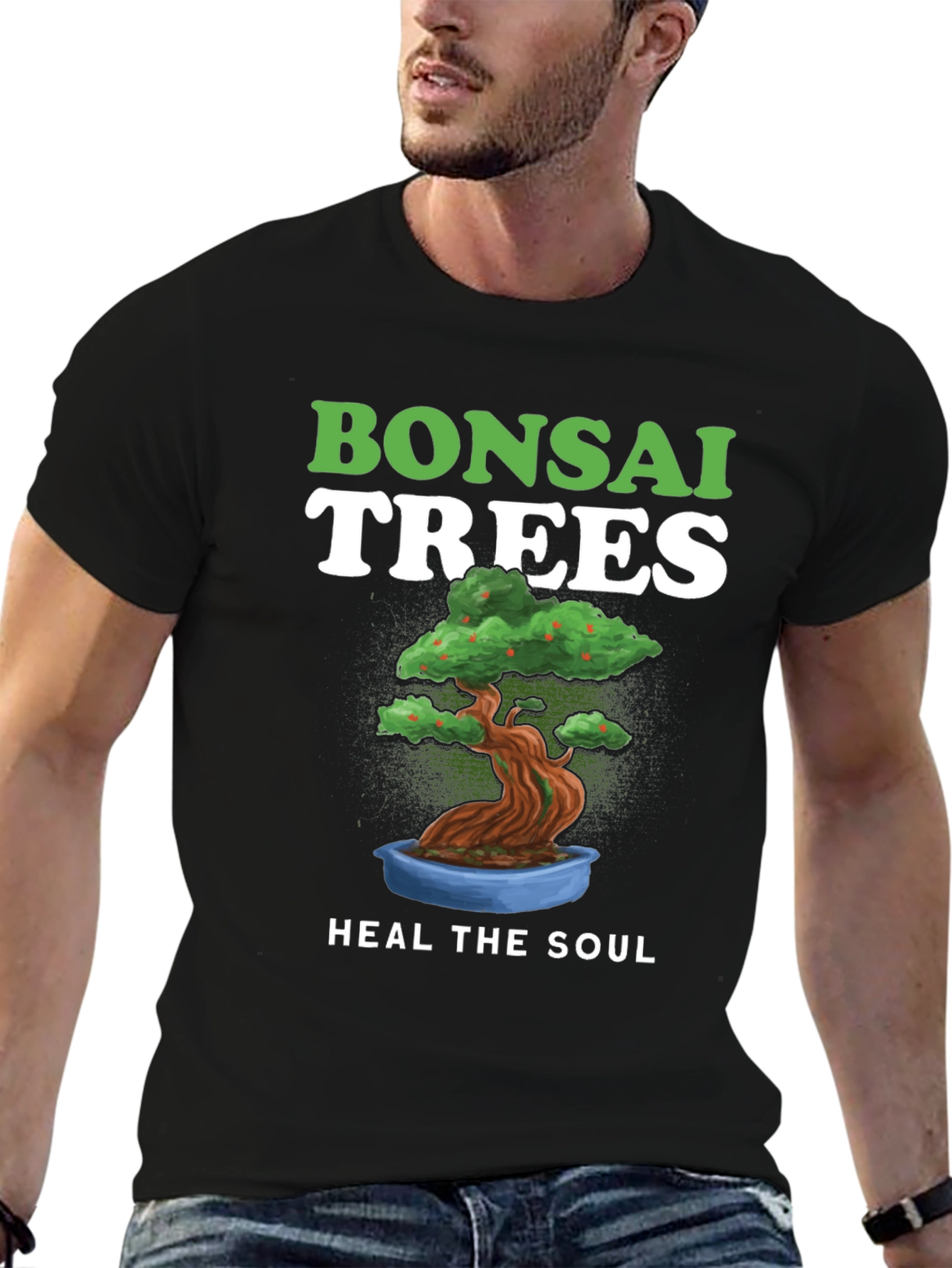 Bonsai Trees Heal The Soul Black T-Shirt