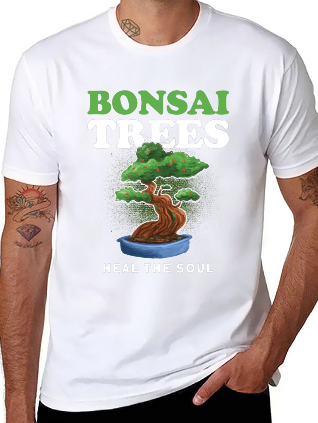 Bonsai Trees Heal The Soul Black T-Shirt