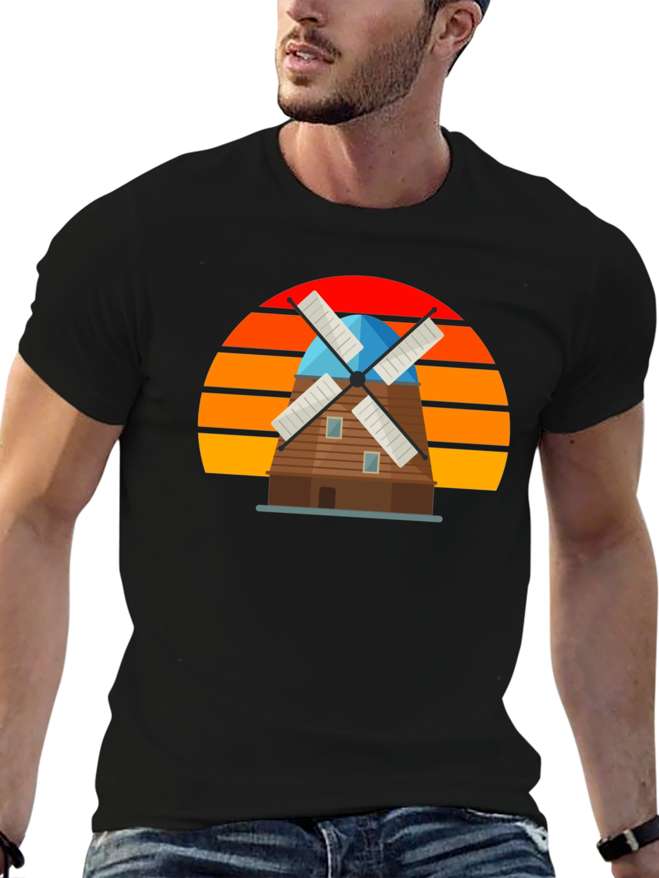 Retro Windmill Graphic T-Shirt