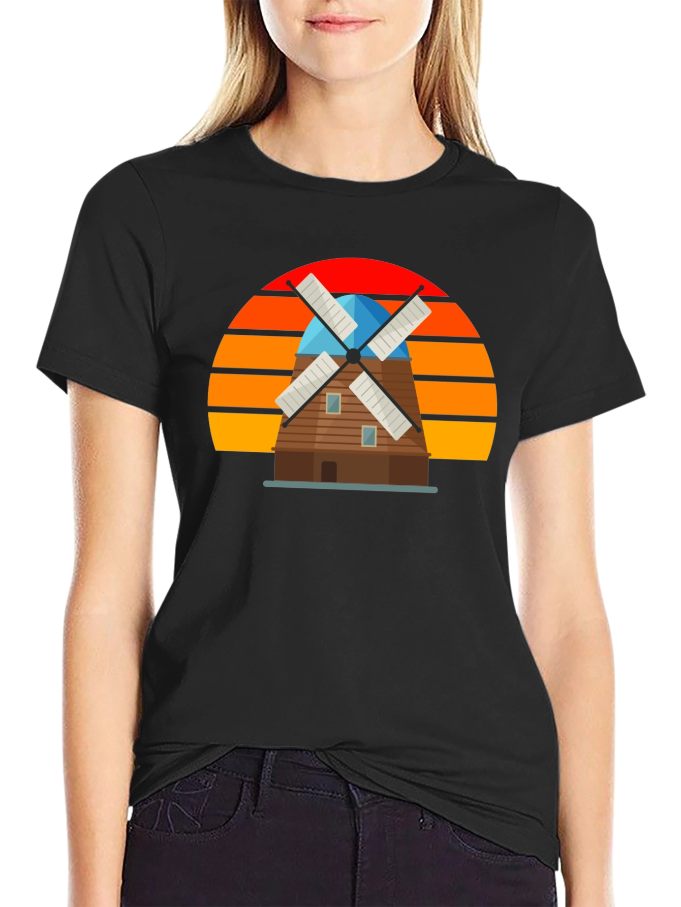 Retro Windmill Graphic T-Shirt