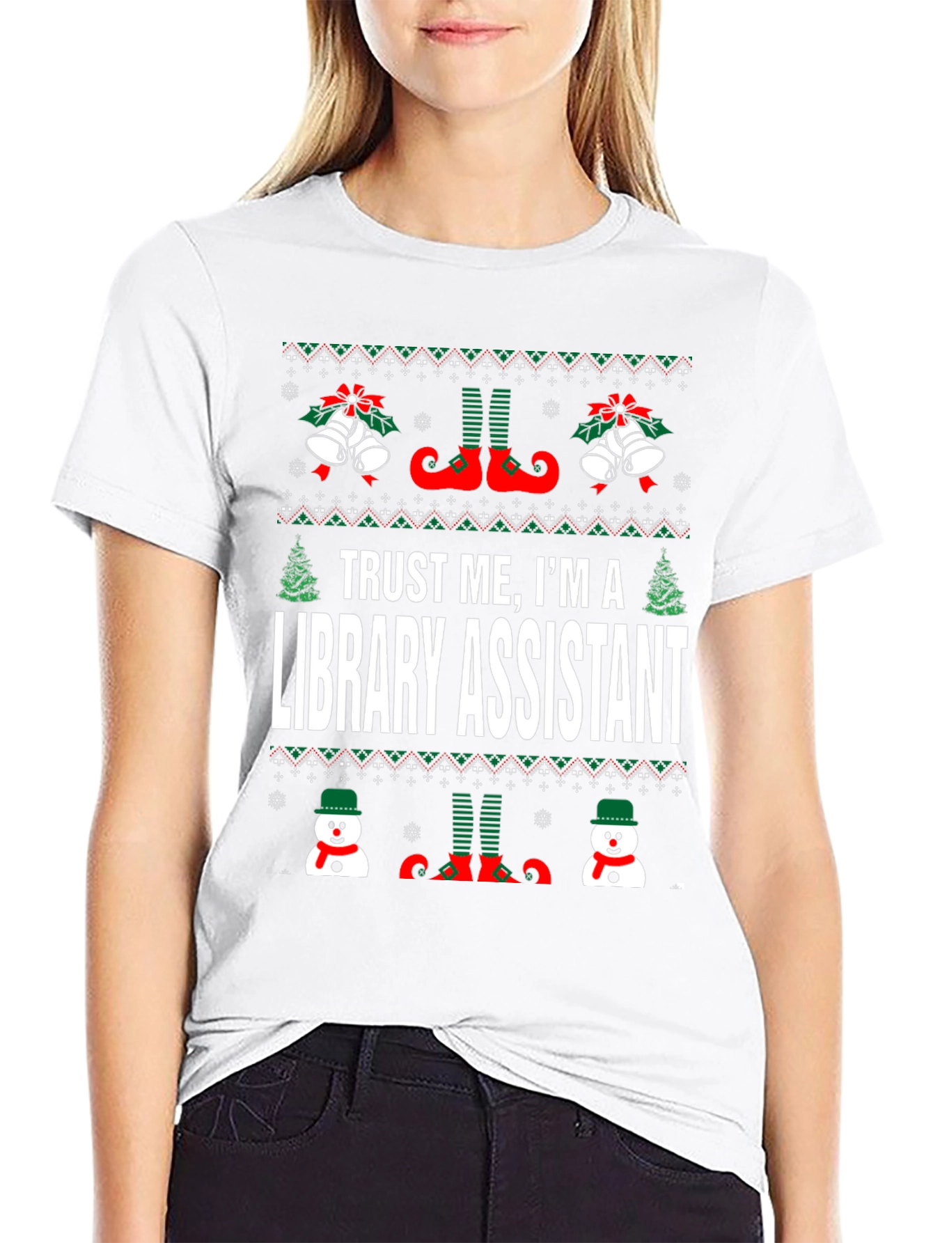 Library Assistant Ugly Christmas Sweater T-Shirt