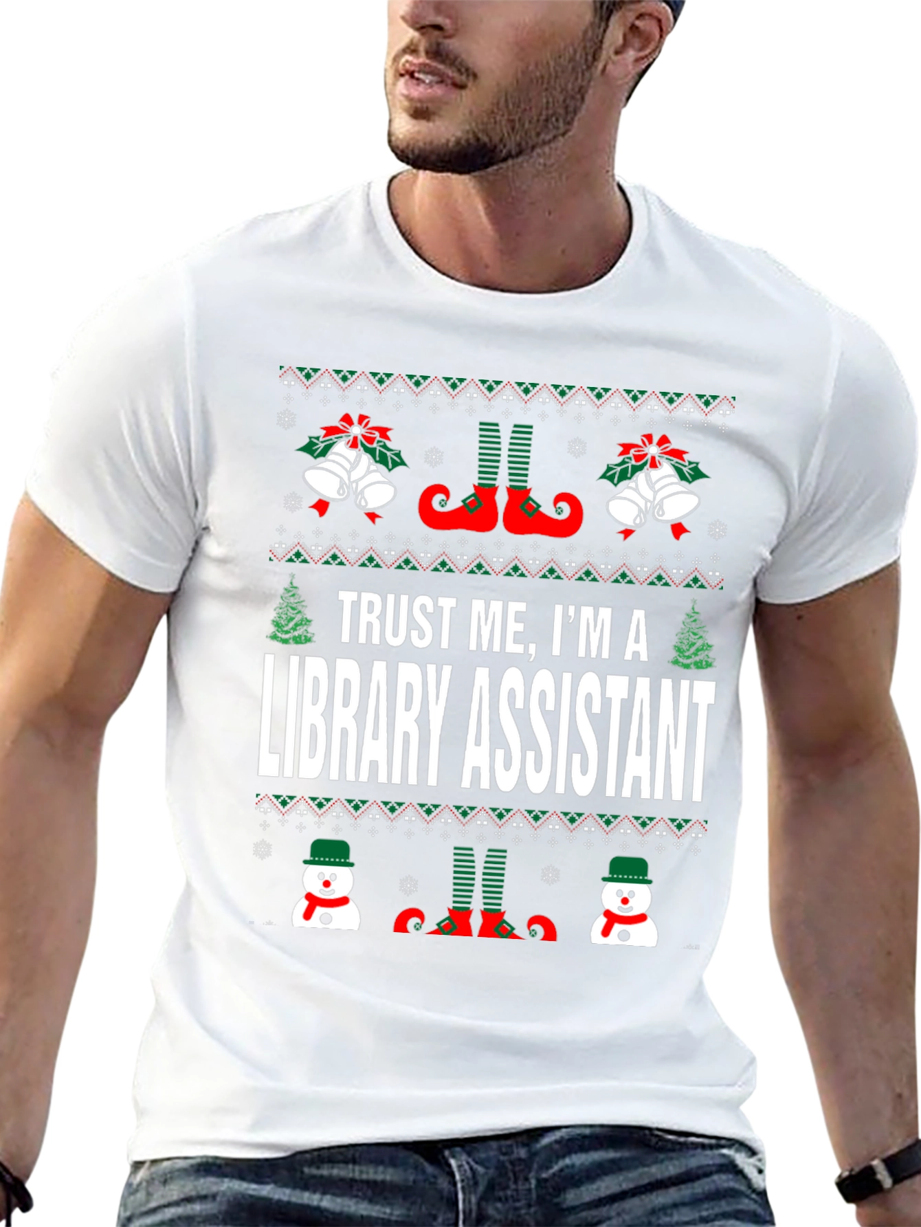 Library Assistant Ugly Christmas Sweater T-Shirt