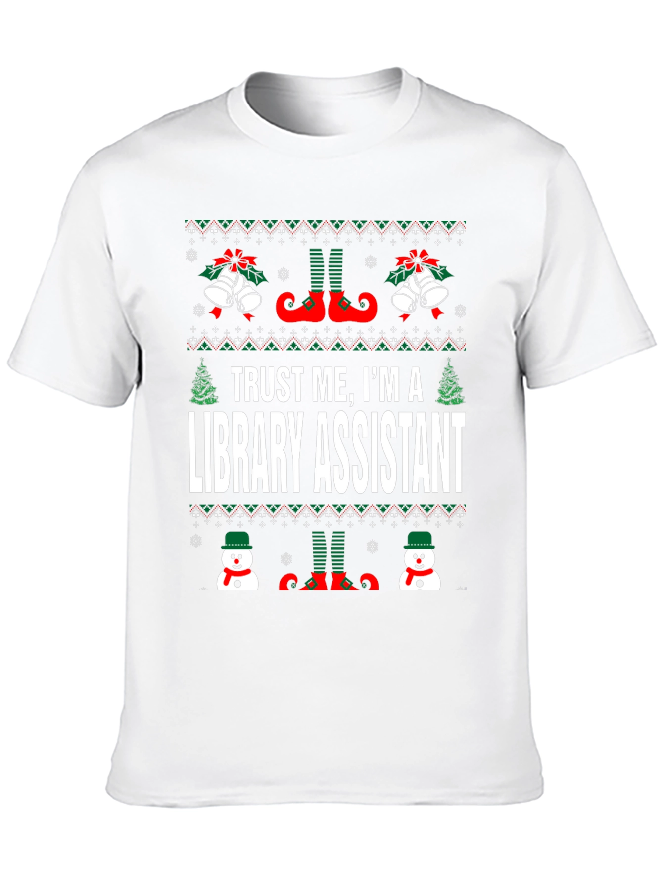 Library Assistant Ugly Christmas Sweater T-Shirt