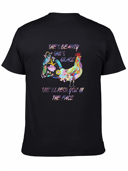 Funny Rooster T-Shirt: Shes Beauty Shes Grace