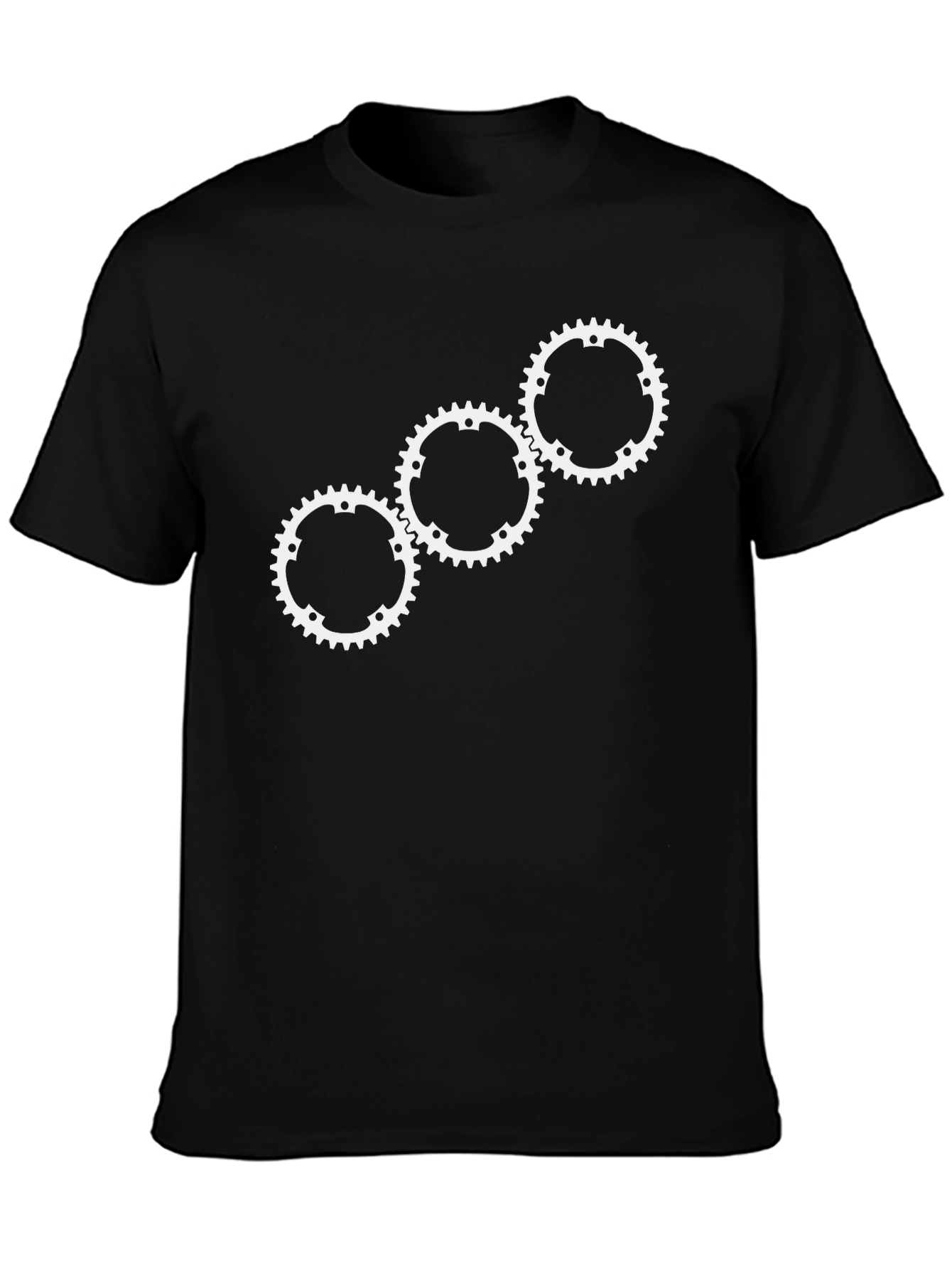 Gear Pattern T-Shirt - Black Cotton Blend