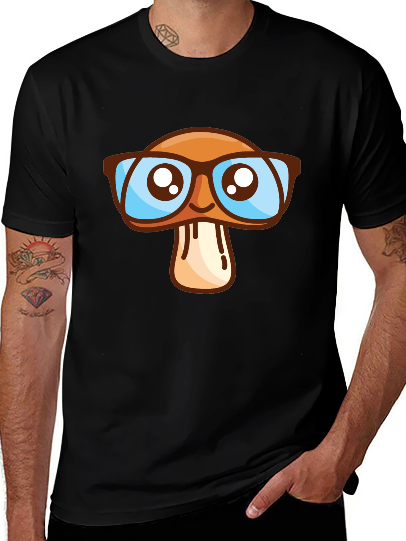 Mushroom Glasses Graphic T-Shirt - Funky Style!