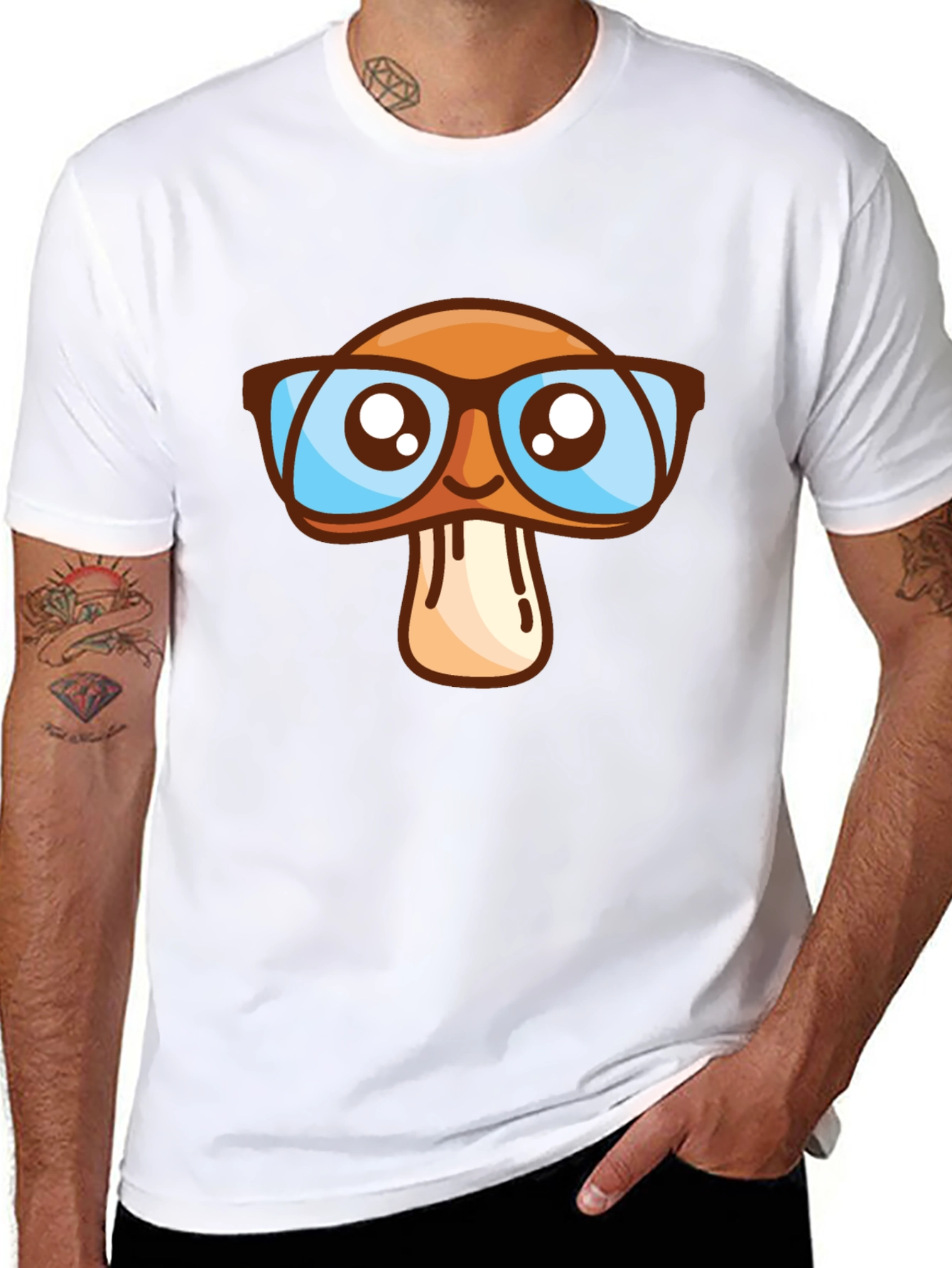 Mushroom Glasses Graphic T-Shirt - Funky Style!