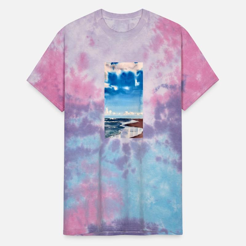 Blue Waves On Beach In Watercolors