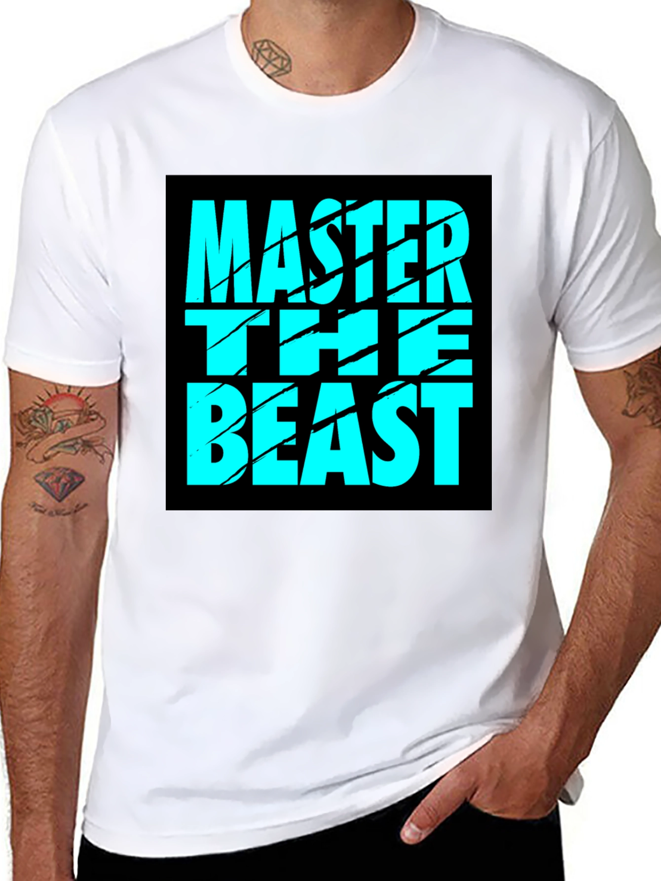 Master The Beast Graphic Tee - Black Cotton T-Shirt