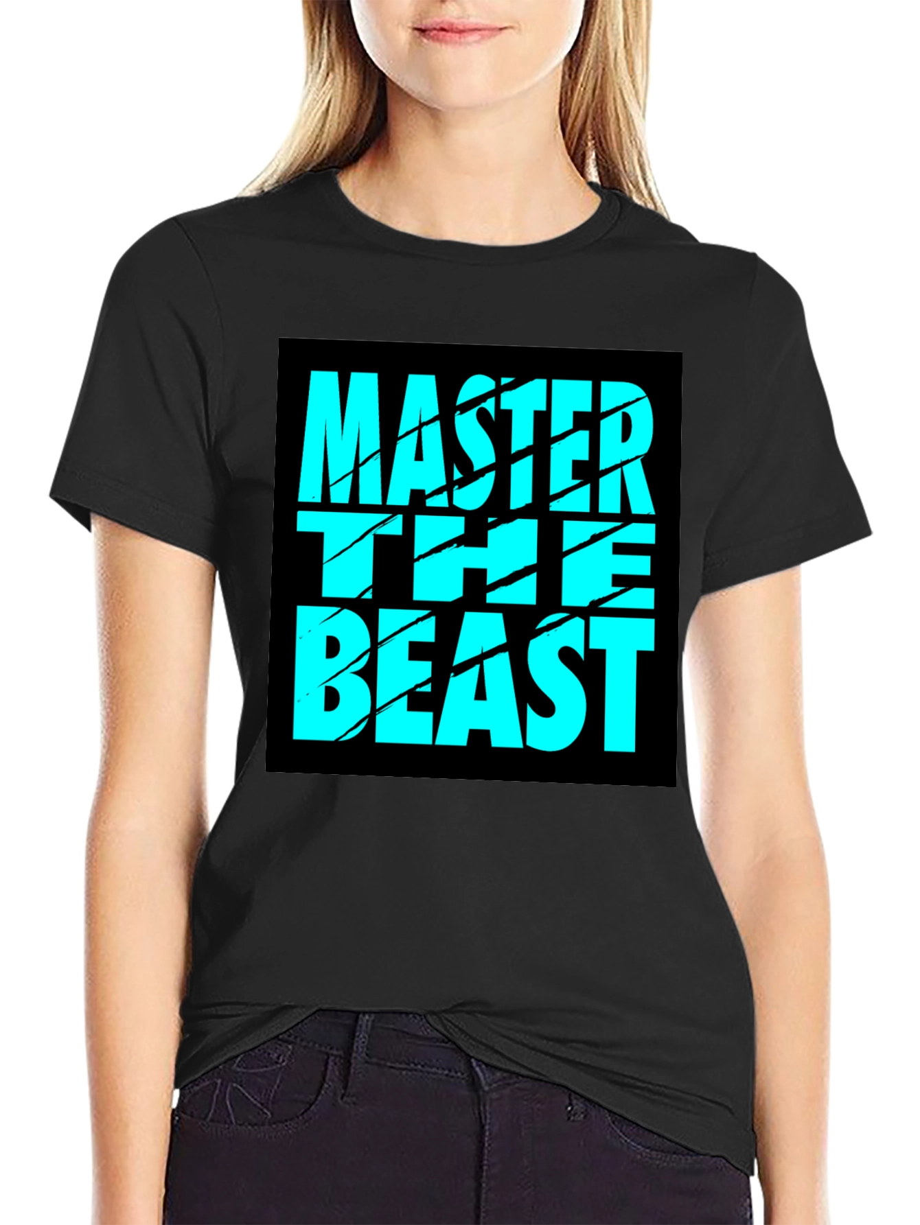 Master The Beast Graphic Tee - Black Cotton T-Shirt