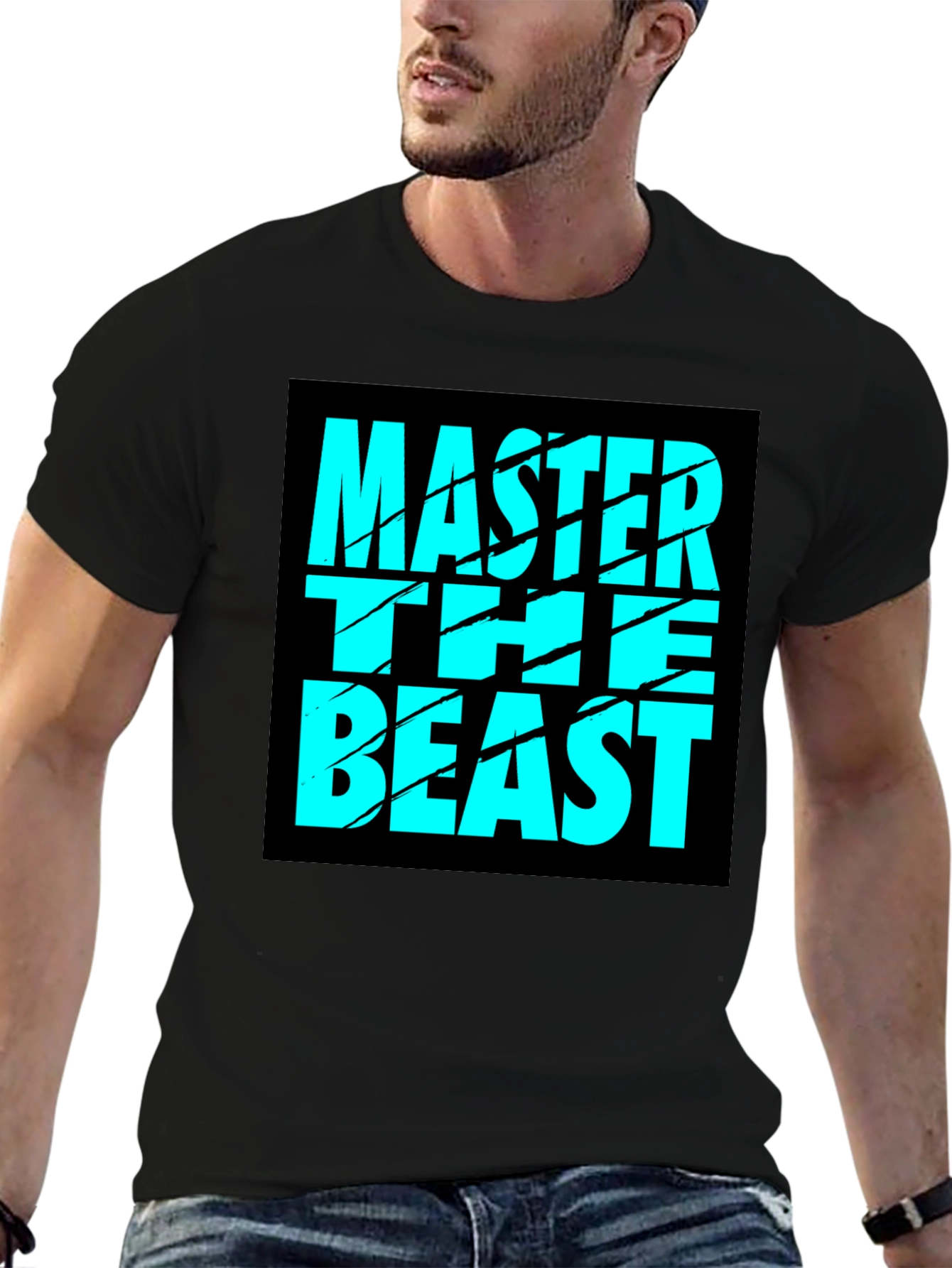Master The Beast Graphic Tee - Black Cotton T-Shirt