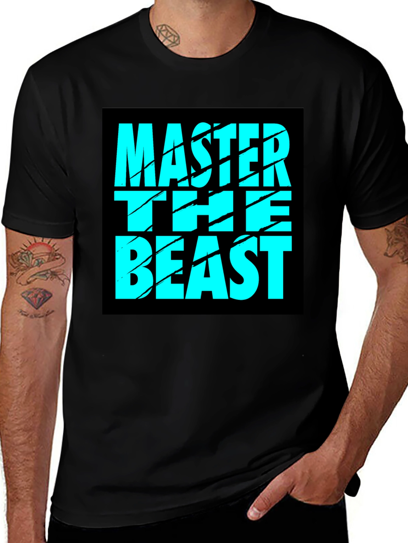 Master The Beast Graphic Tee - Black Cotton T-Shirt