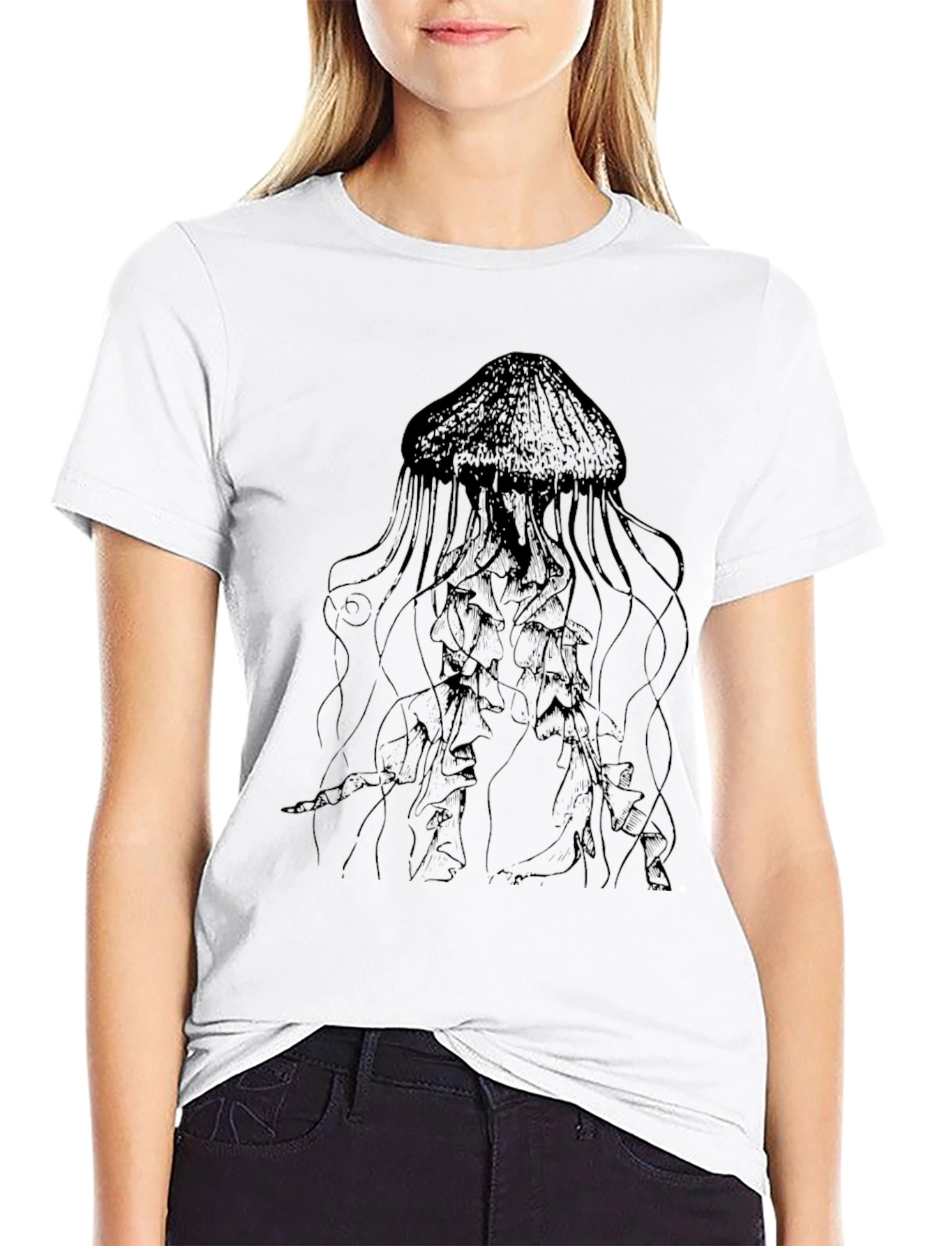 Mens Black Jellyfish Graphic Tee