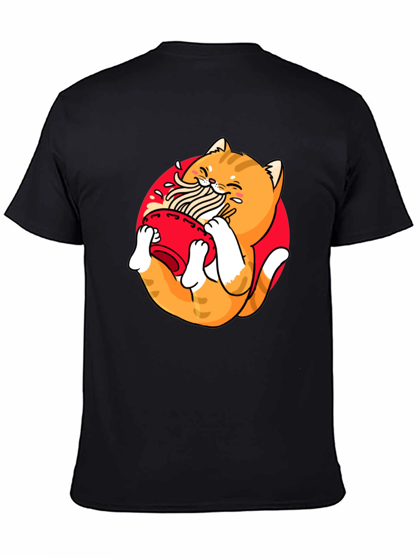 Ramen Cat Graphic Tee - Unique Black T-Shirt