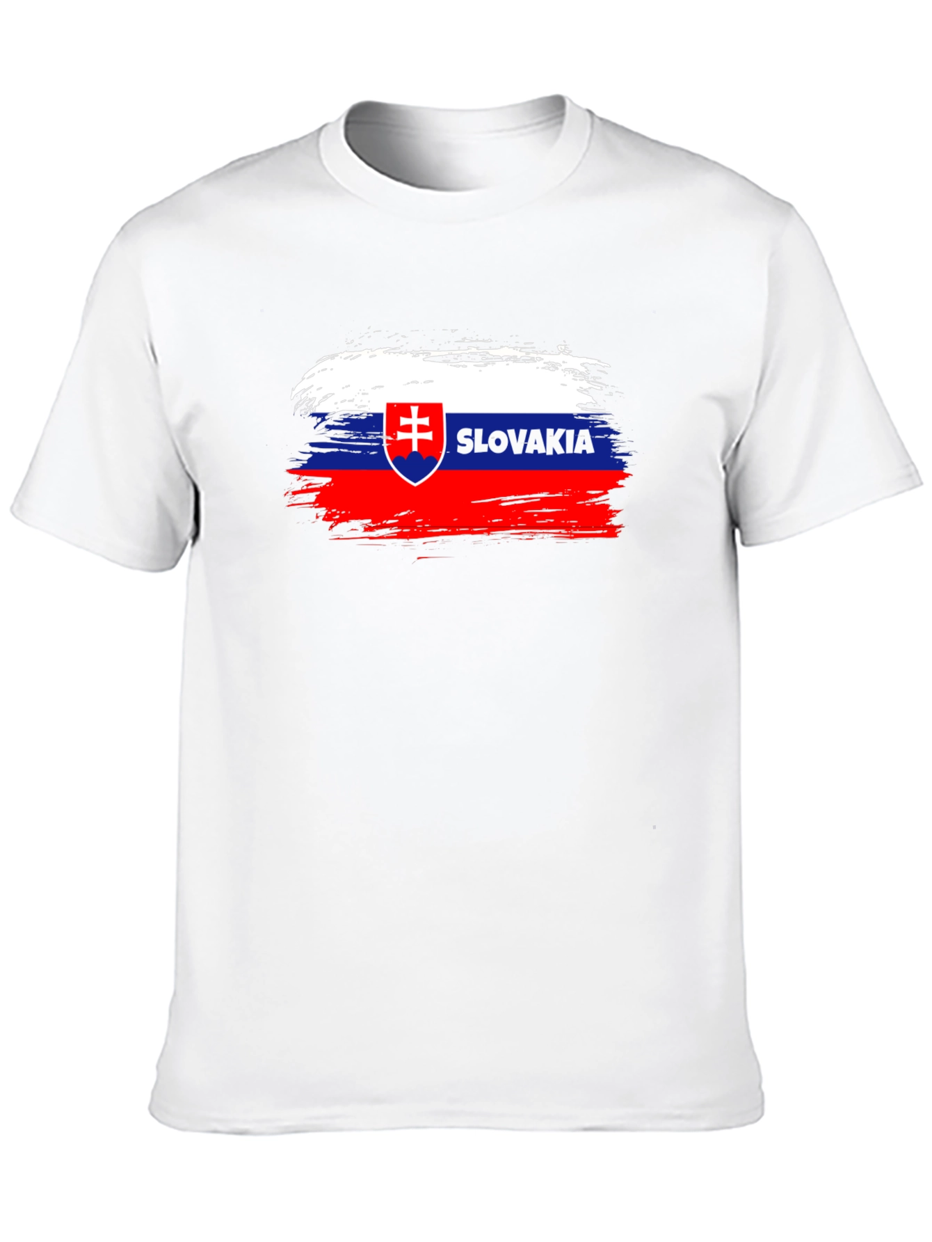 Slovakia Flag Brushstroke T-Shirt - Black Cotton Tee