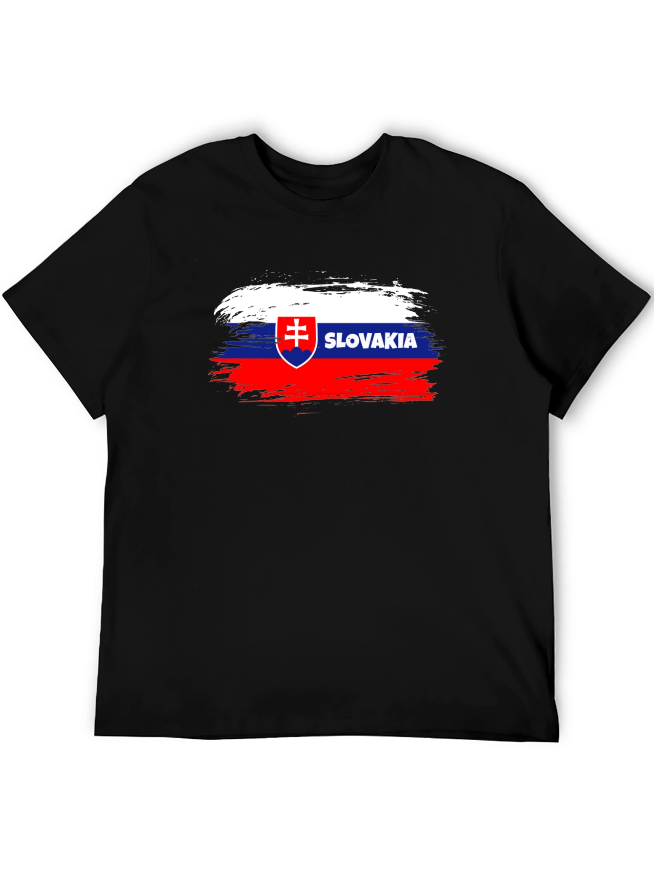 Slovakia Flag Brushstroke T-Shirt - Black Cotton Tee