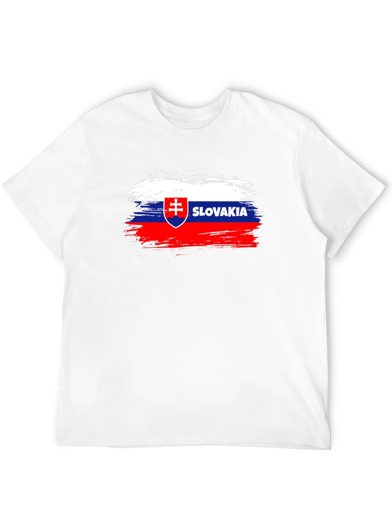 Slovakia Flag Brushstroke T-Shirt - Black Cotton Tee