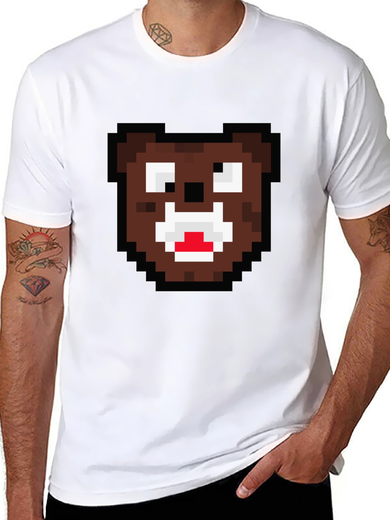 Pixel Bear Graphic T-Shirt - Casual Cool