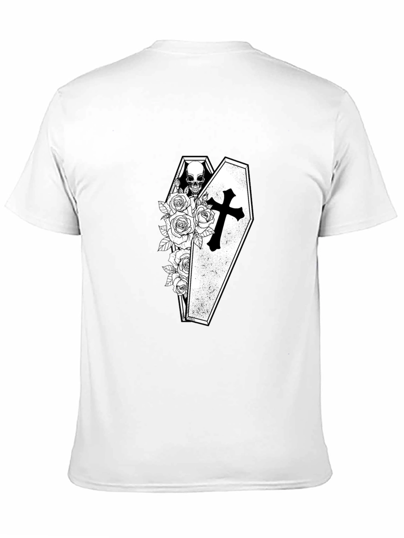 Gothic Skull Coffin Rose T-Shirt