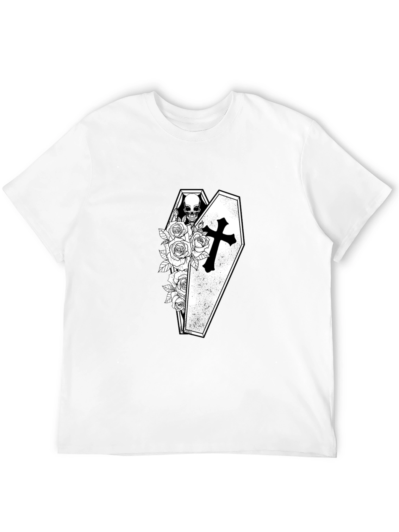 Gothic Skull Coffin Rose T-Shirt