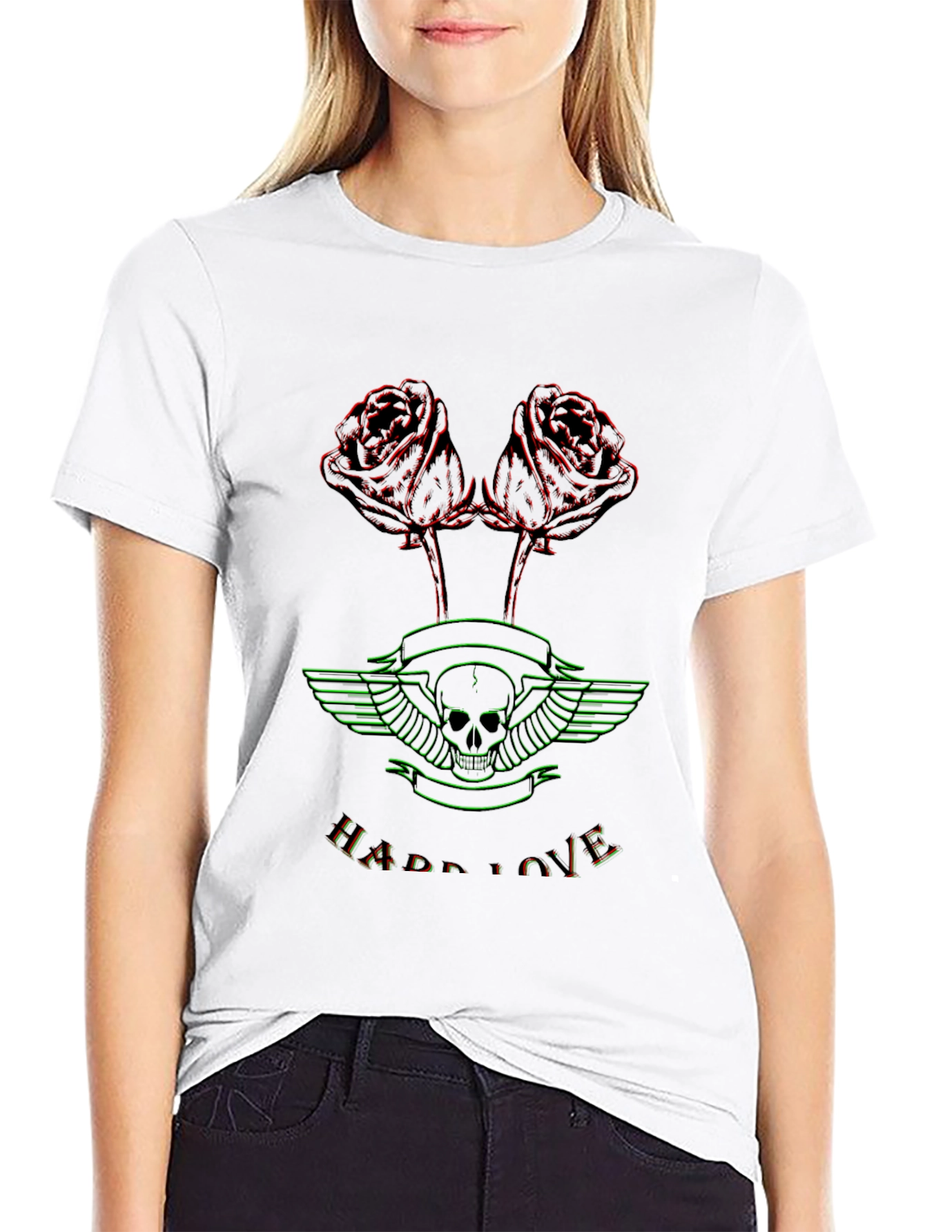 Hard Love Skull & Roses Graphic T-Shirt