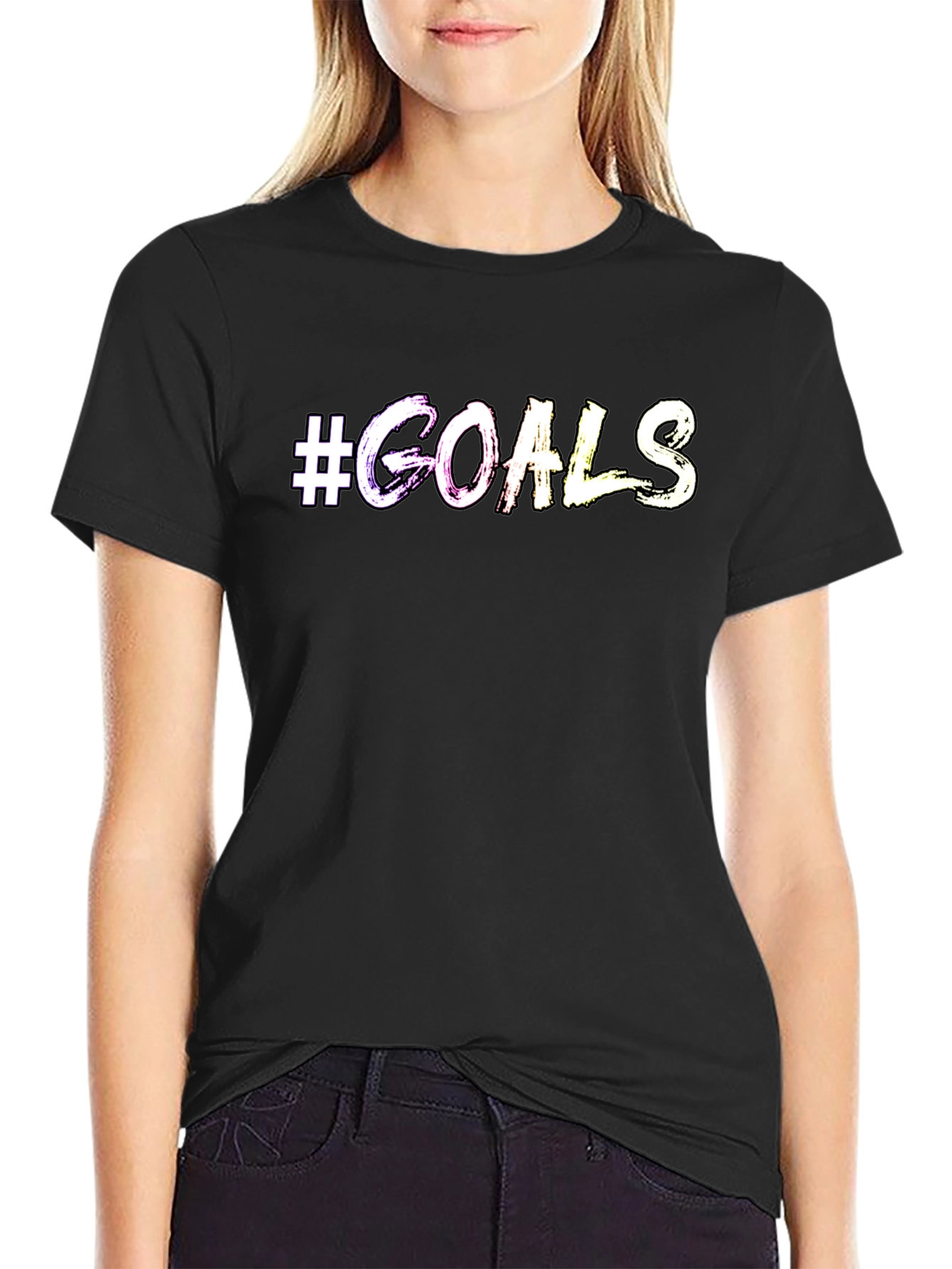 #Goals Graphic Print Crew Neck T-Shirt