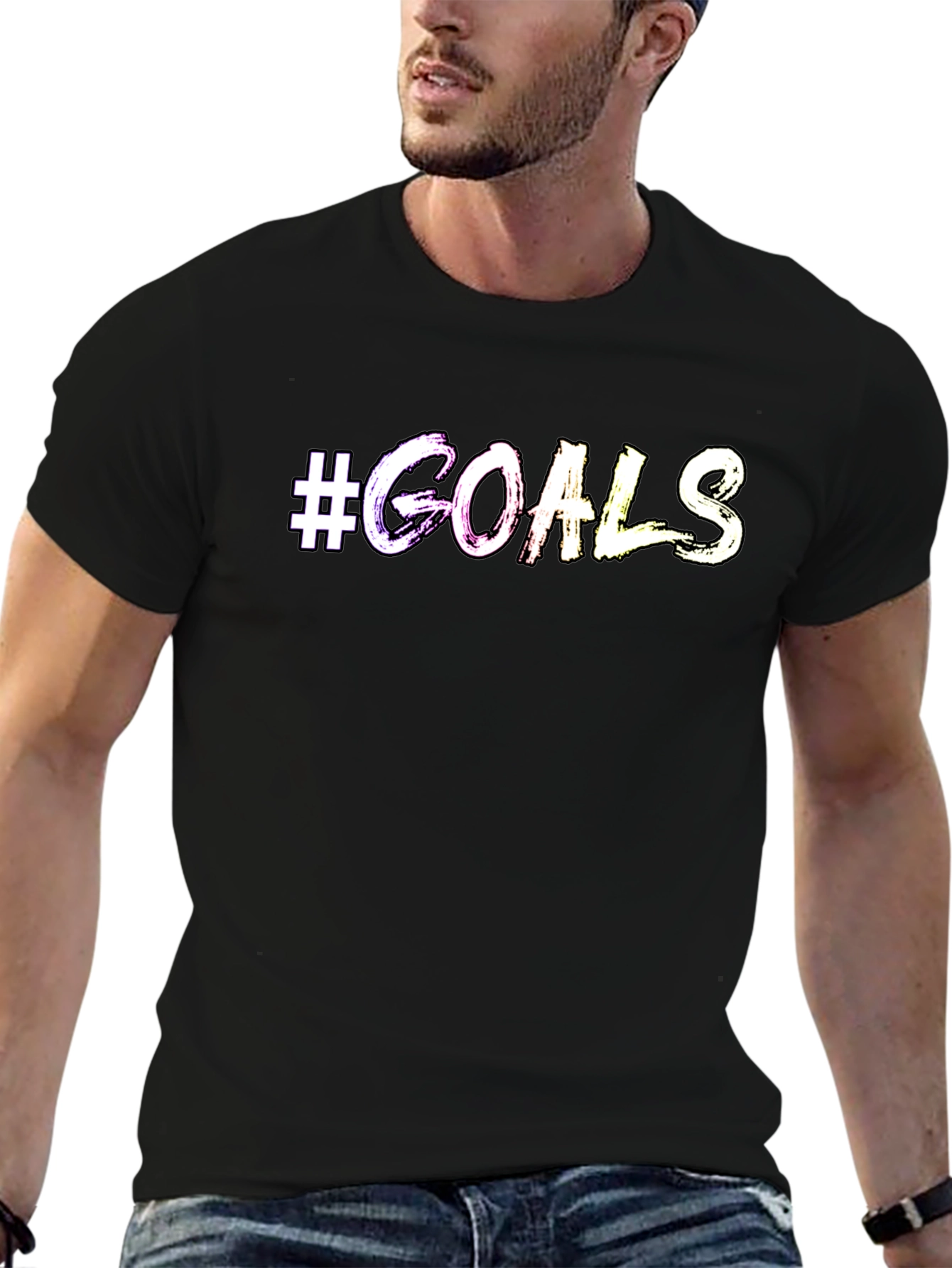 #Goals Graphic Print Crew Neck T-Shirt