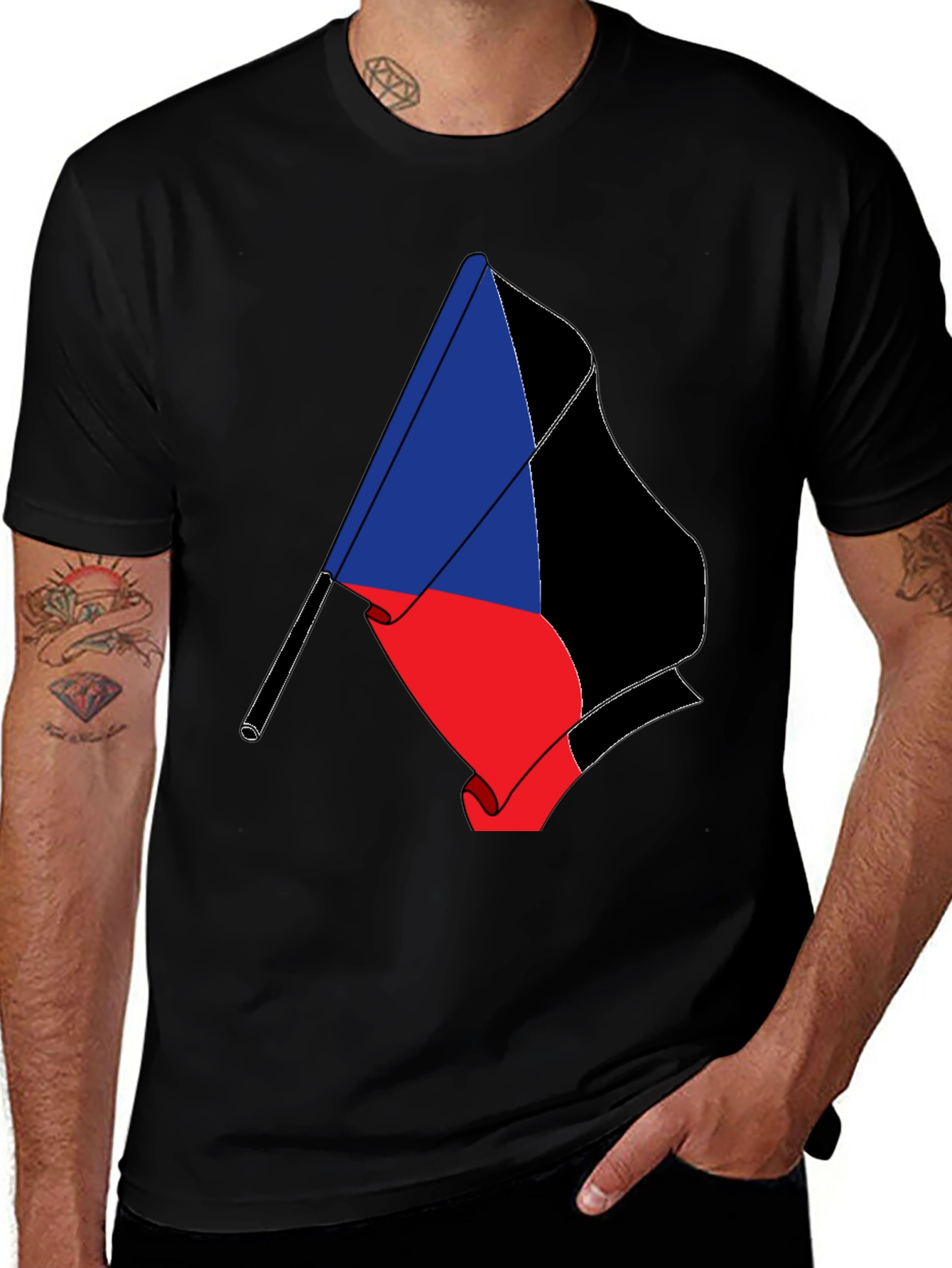 Flag Graphic Tee - Black Short Sleeve T-Shirt