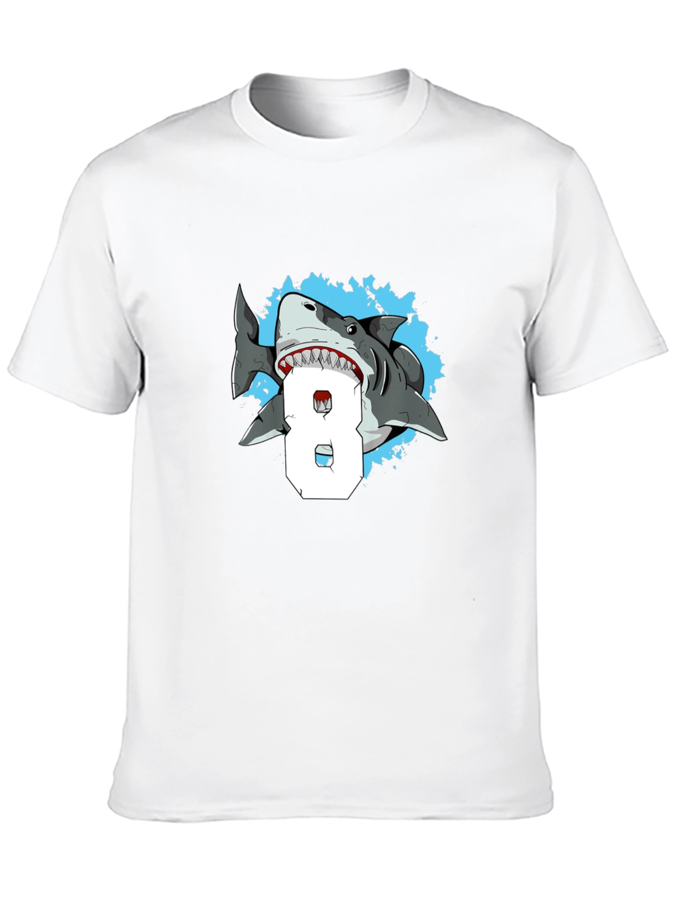 Shark Attack Number 8 T-Shirt - Mens Black Tee