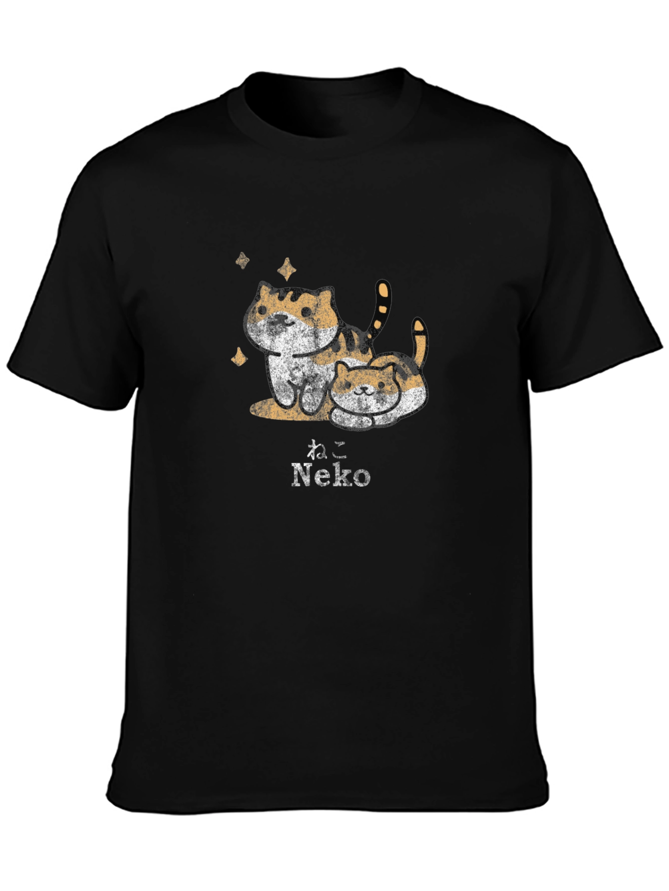 Neko Cat Graphic Tee - Trendy Black T-Shirt