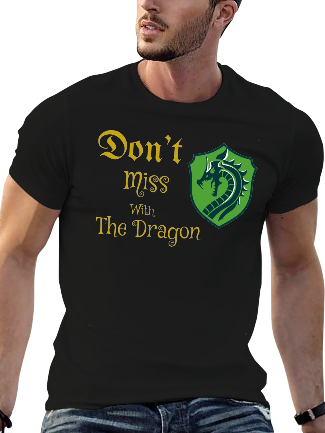 Dont Miss With The Dragon Black Graphic Tee