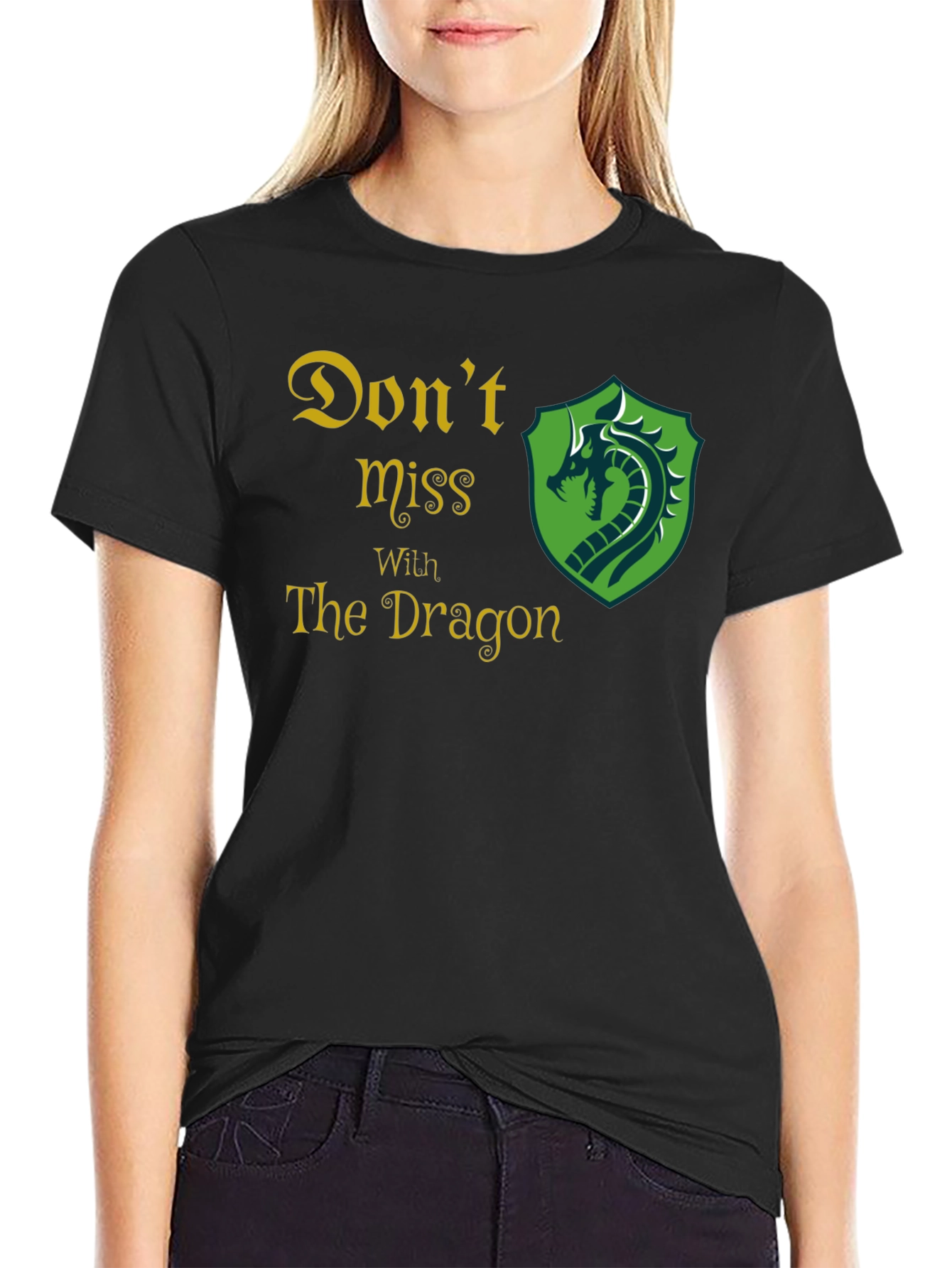 Dont Miss With The Dragon Black Graphic Tee