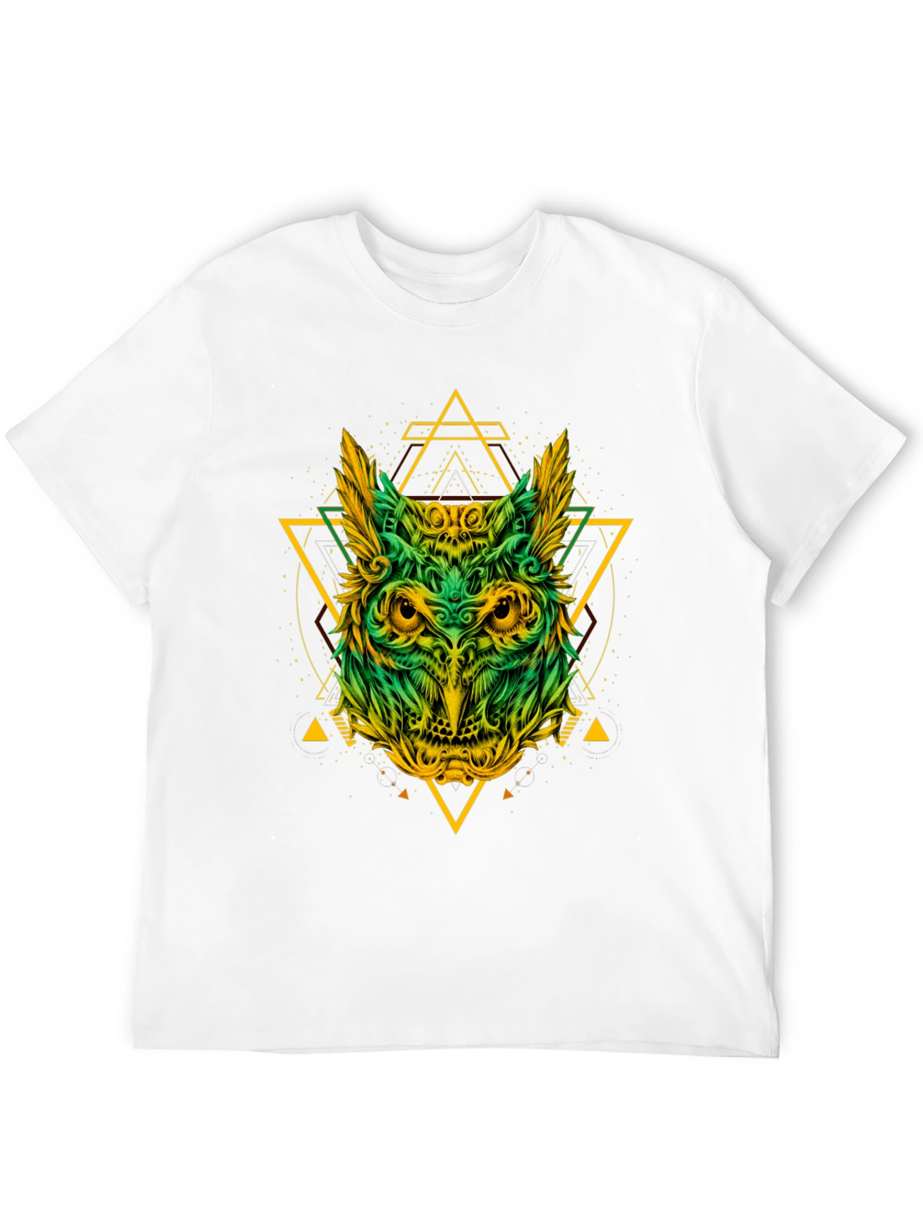 Geometric Owl Graphic Print Black T-Shirt