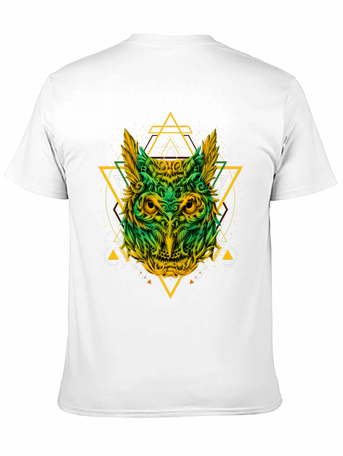 Geometric Owl Graphic Print Black T-Shirt