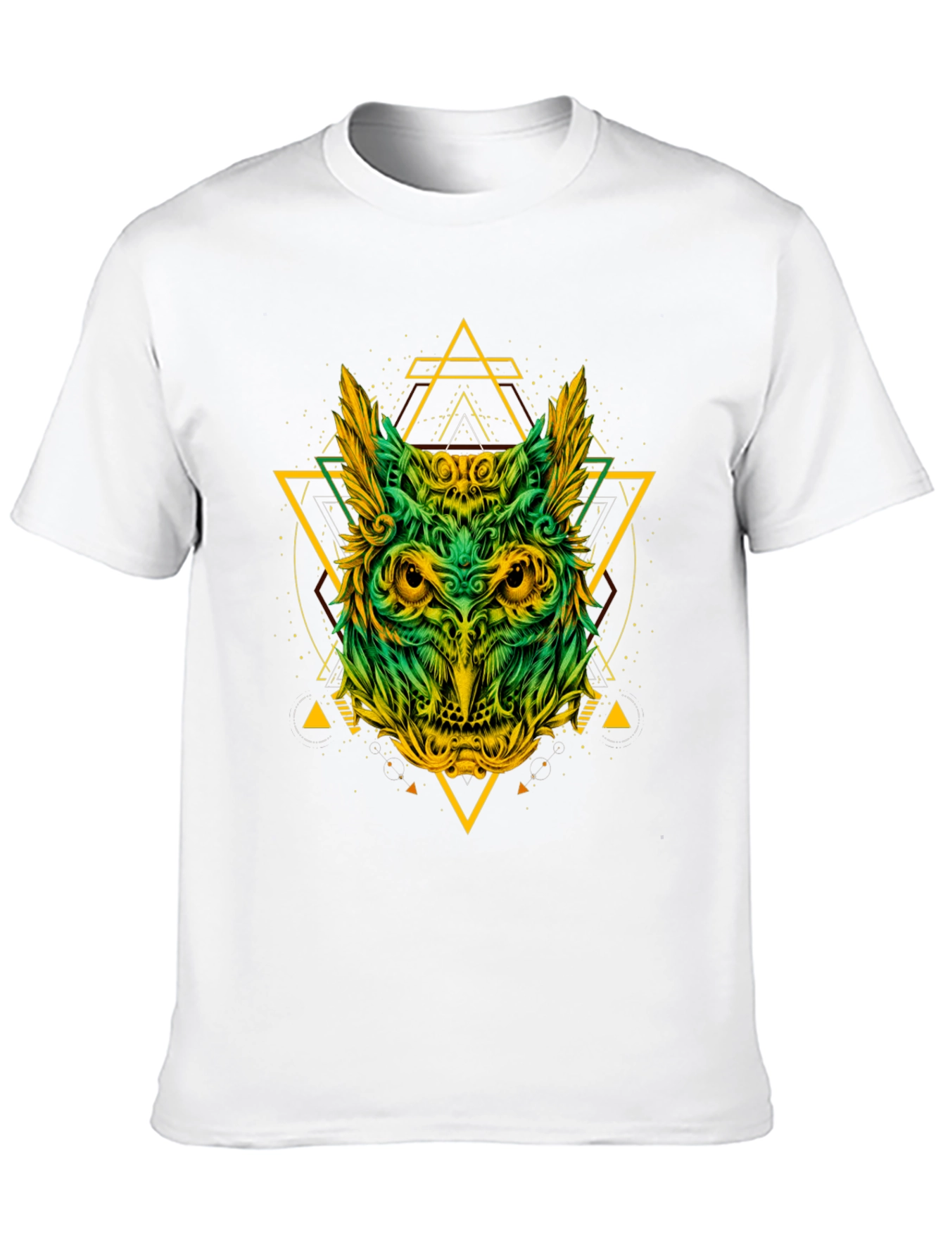 Geometric Owl Graphic Print Black T-Shirt