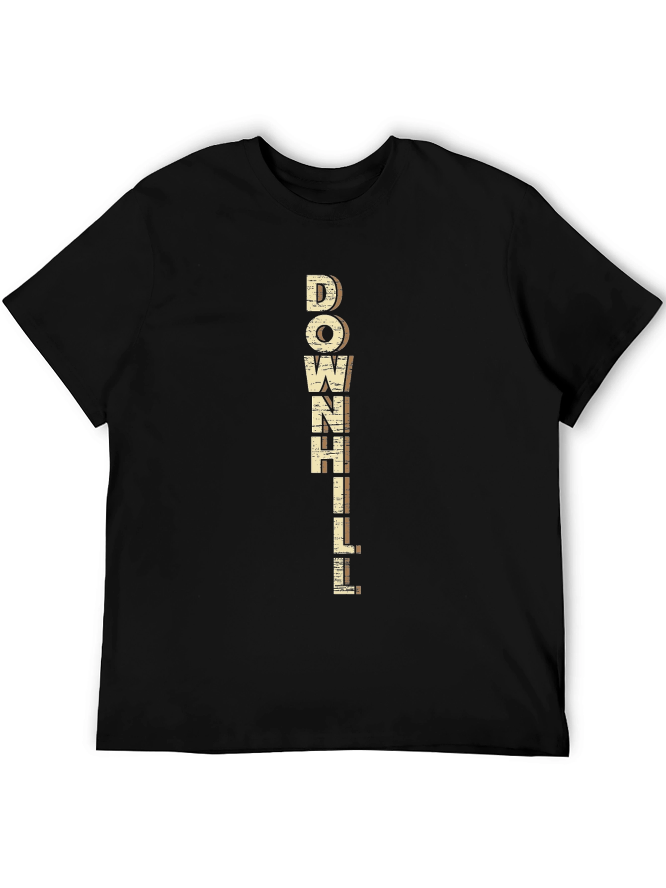 Downhill Graphic Tee - Black Cotton Blend Casual T-Shirt