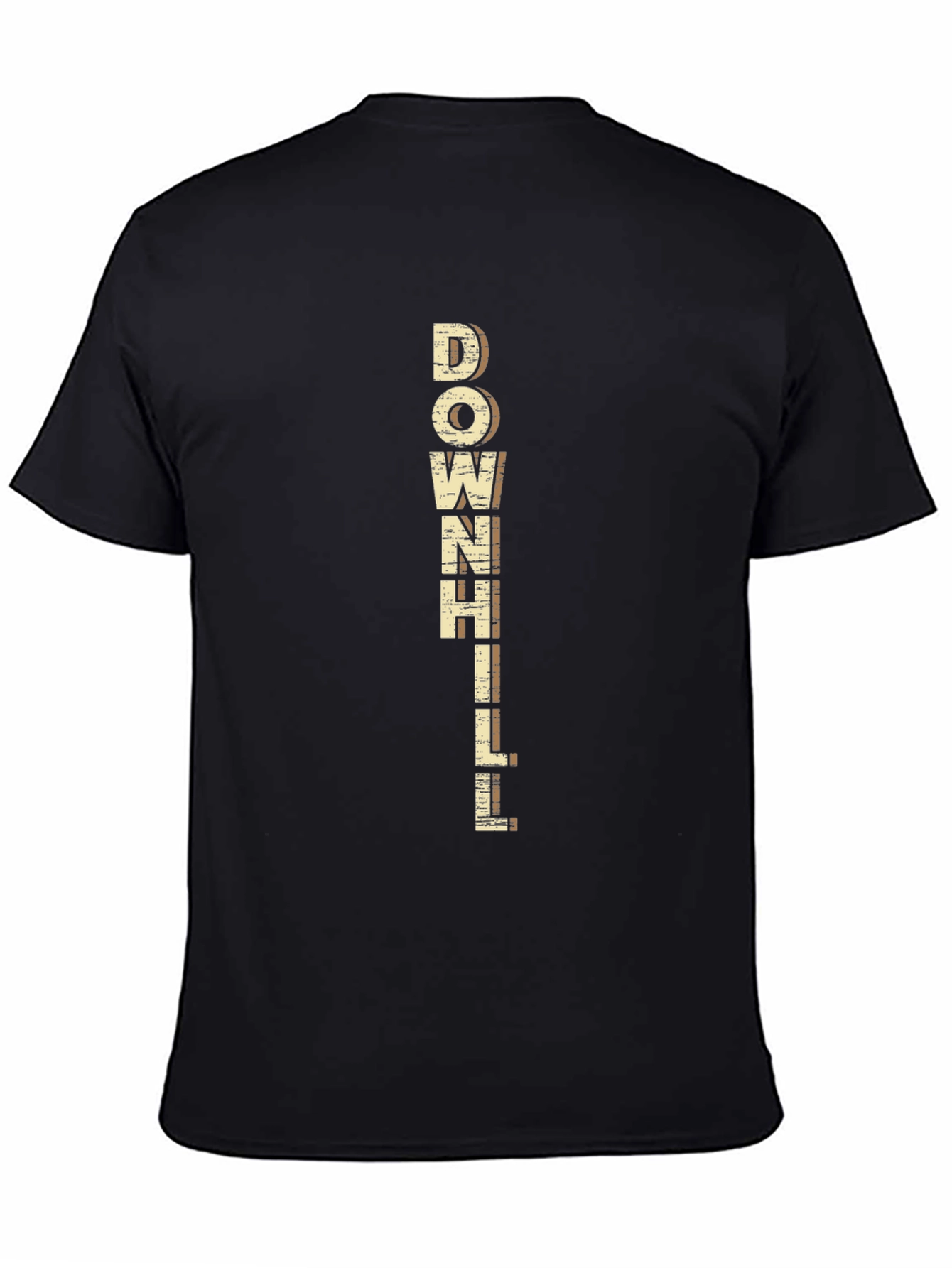Downhill Graphic Tee - Black Cotton Blend Casual T-Shirt