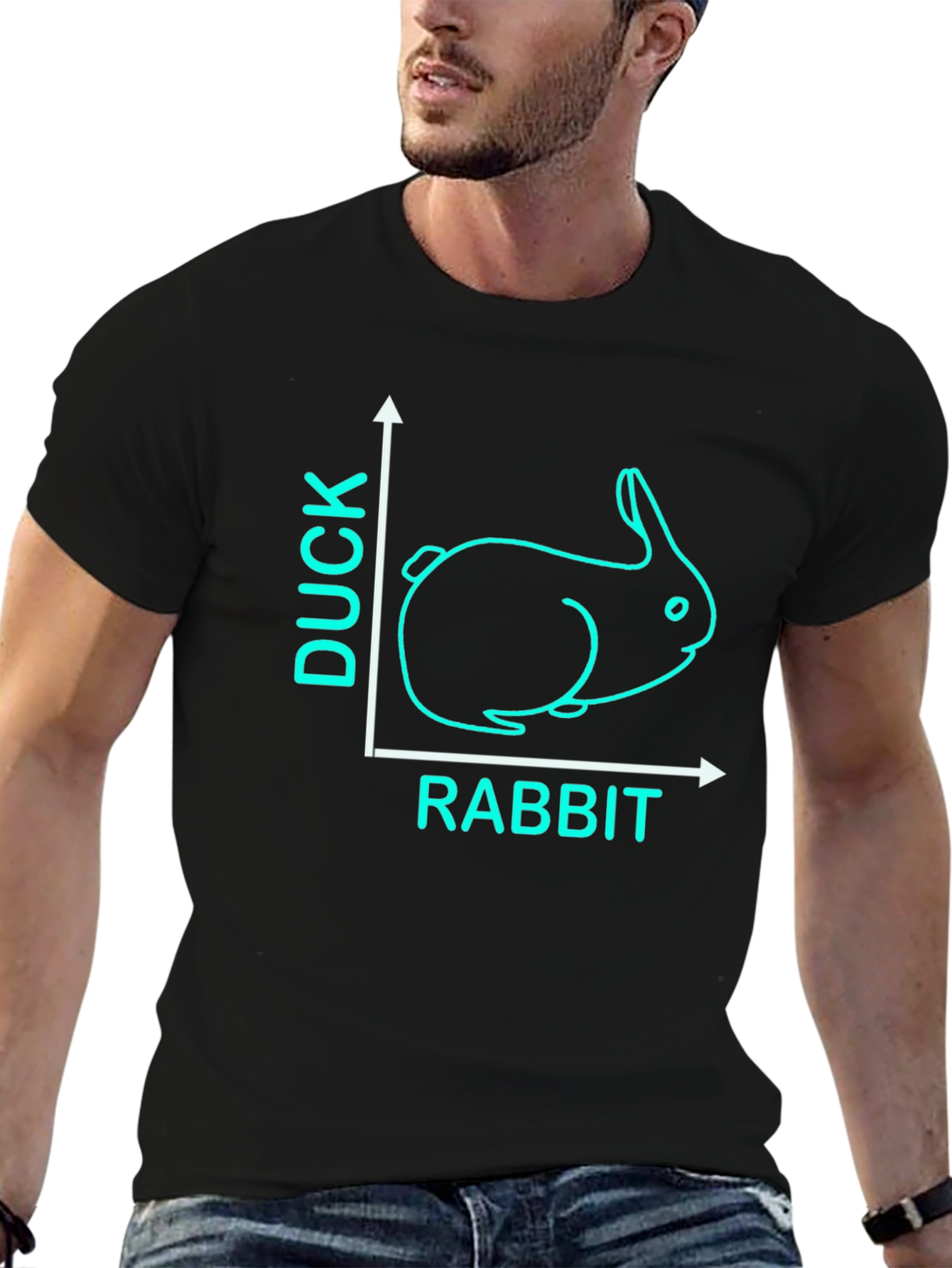 Duck Rabbit Illusion Graphic Tee - Black